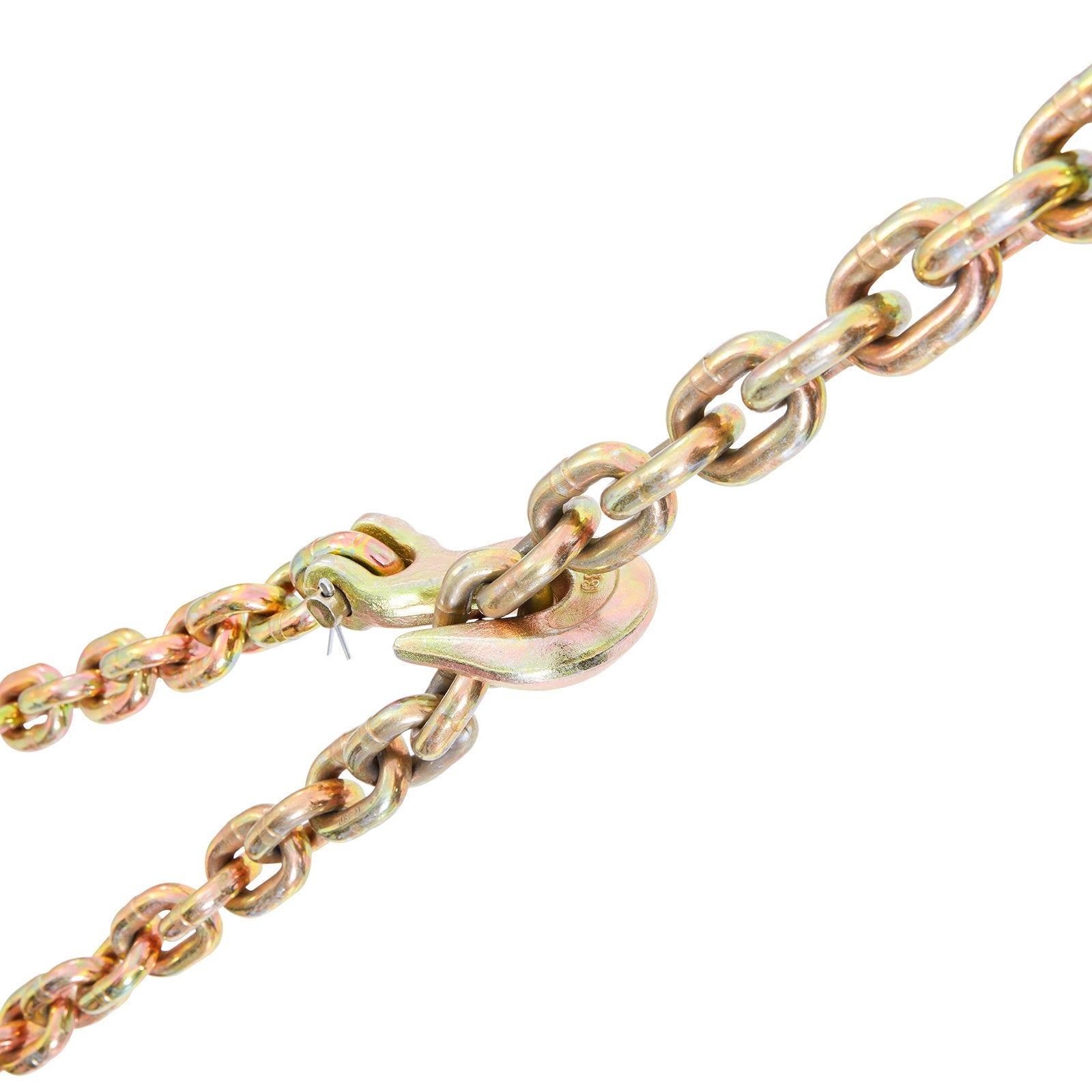Transport Binder Chain, 7100lbs Working Load Limit, 3/8''x20' G80 Tow Chain Tie Down with Grab Hooks, DOT Certified, Galvanized Coating Manganese Steel for Dock Factory Construction Site, 2 Pack
