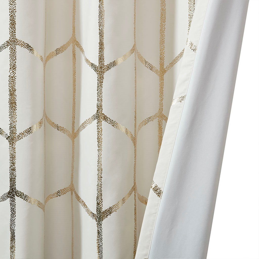 Total Blackout Metallic Print Grommet Top Curtain Panel(Only 1 Pc Panel)