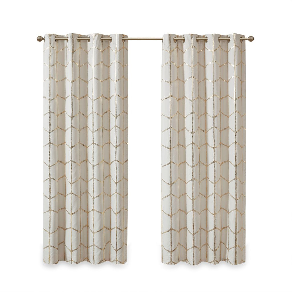Total Blackout Metallic Print Grommet Top Curtain Panel(Only 1 Pc Panel)