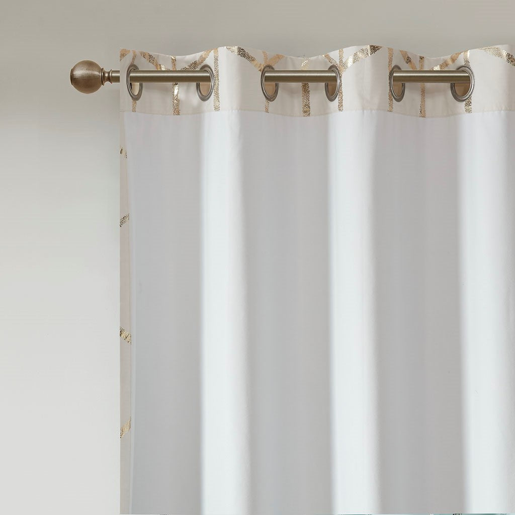 Total Blackout Metallic Print Grommet Top Curtain Panel(Only 1 Pc Panel)