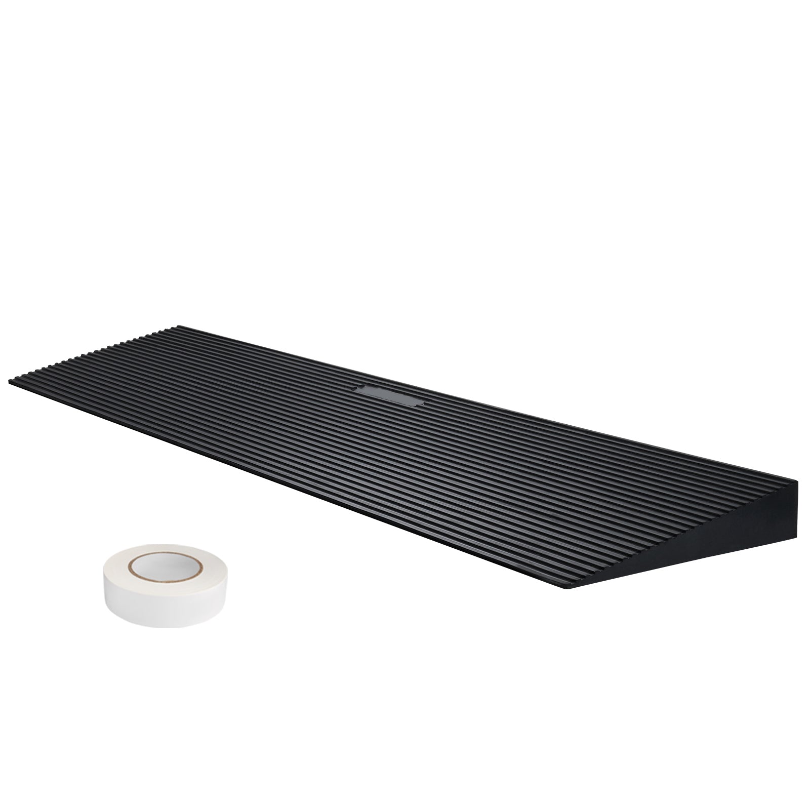 1.2" Rise Cuttable Threshold Ramp for Sweeping Robot, 35.4" Wide Natural Rubber Wheelchair Ramp, Non-Slip Solid Rubber Ramp with Double-Sided Tape for Doorways,Driveways,Bathroom,Smooth Tile