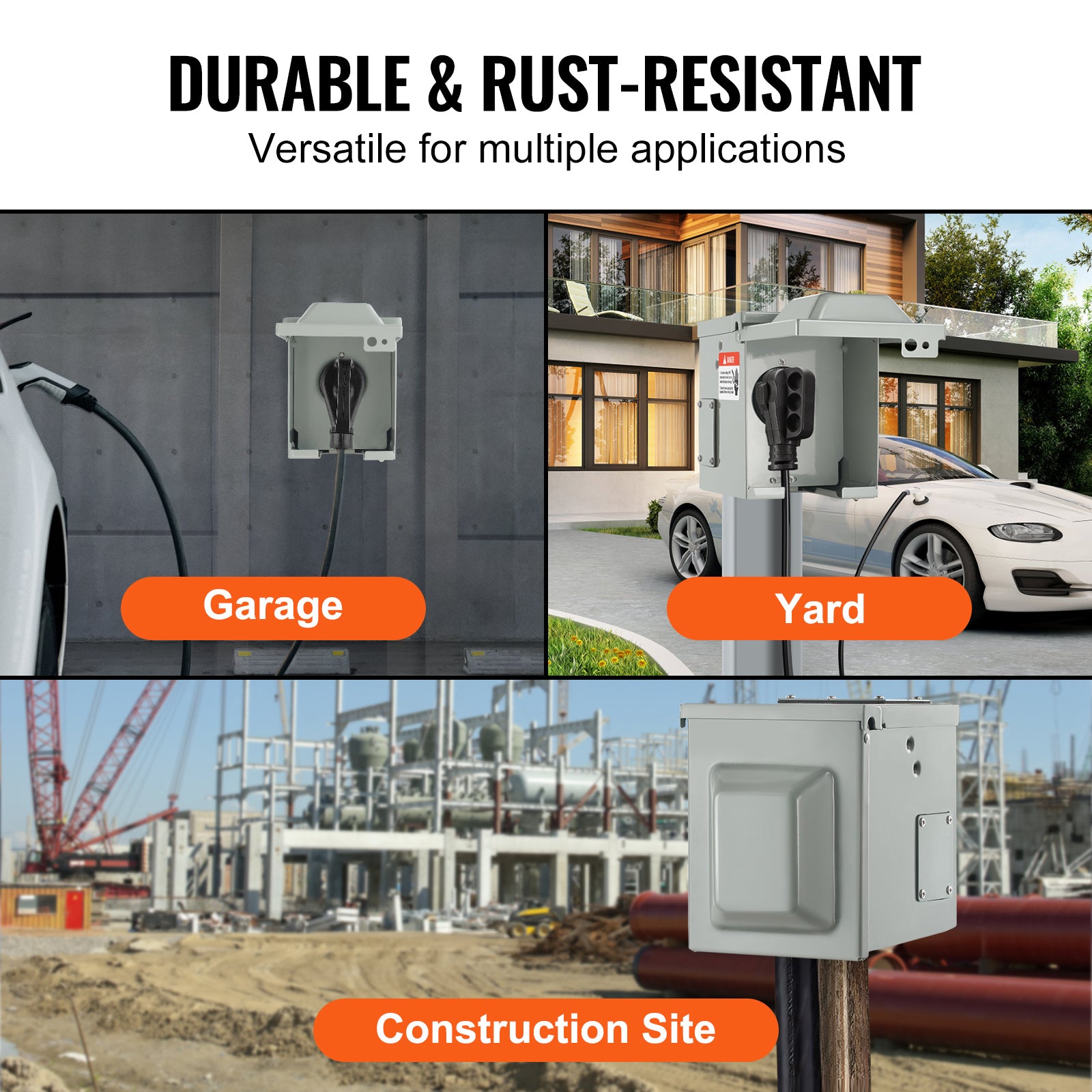 50 Amp RV Power Outlet Box, 125/250 Volt, Enclosed Lockable Outdoor RV Receptacle Box, NEMA 14-50R Weatherproof Electrical Panel, for RV Camper Trailer Motorhome Tested to UL Standards