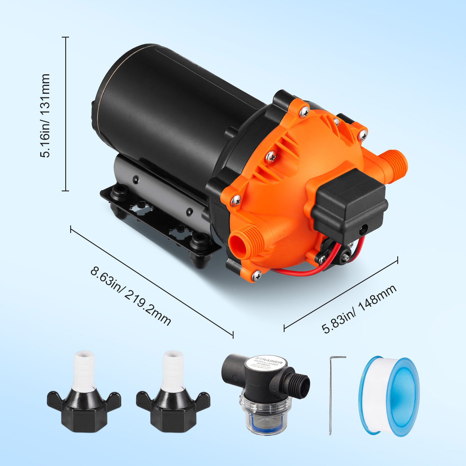12V Water Pressure Diaphragm Pump Self-Priming Pump 70 PSI 5.5 GPM Boat RV