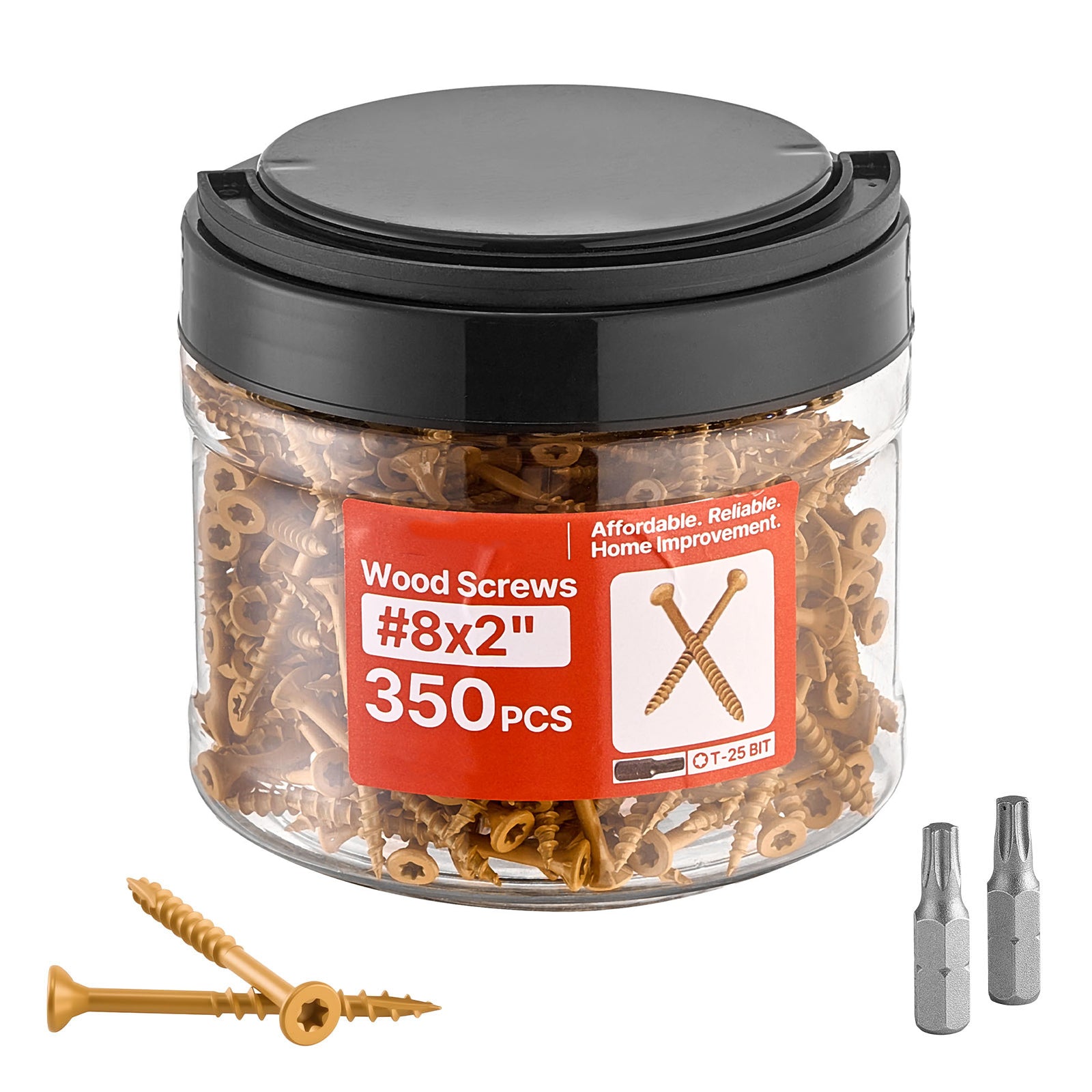 Wood Screws #8 Anti-Rust 2-Inch Outdoor Deck Screws 350PCS T25/Torx Star Drive