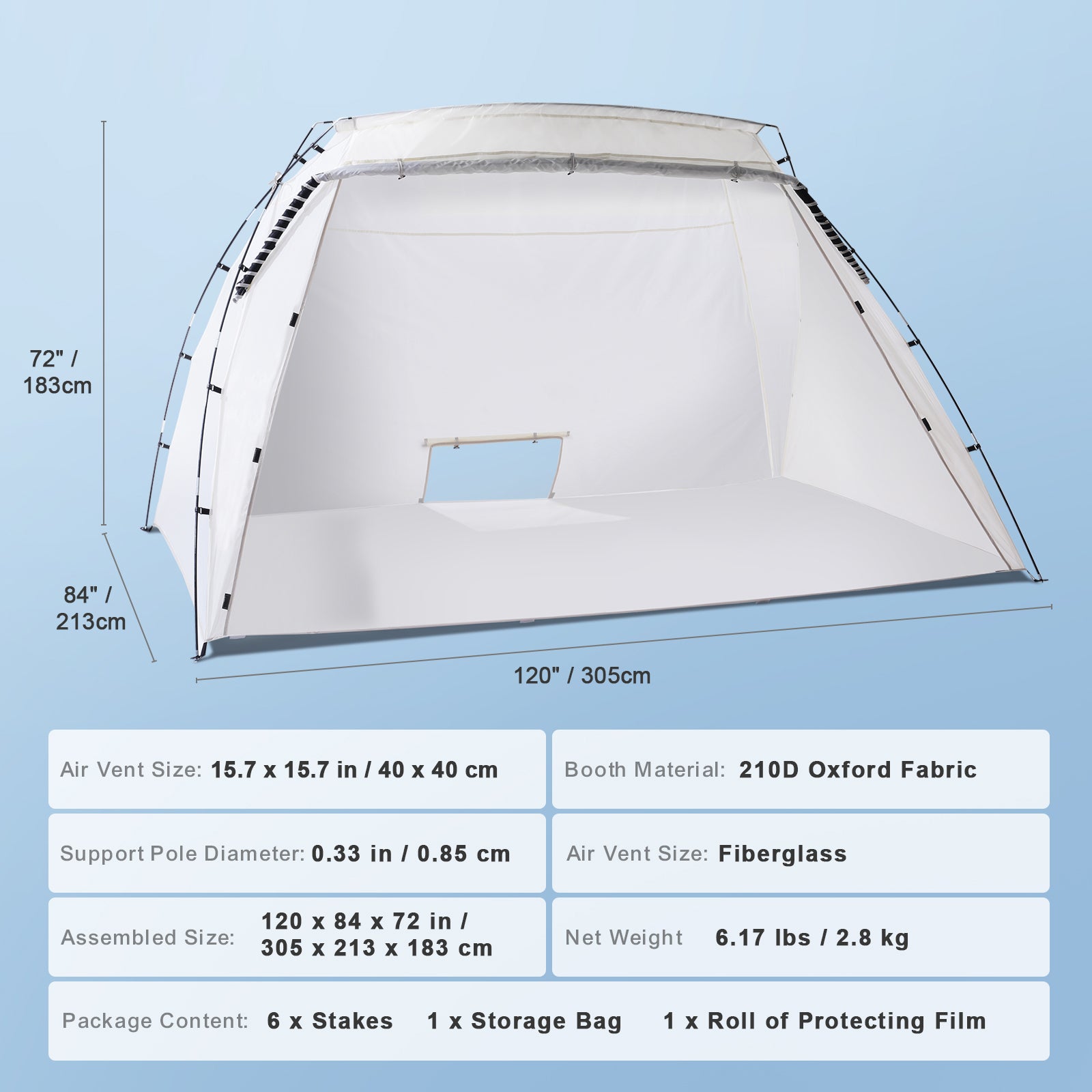 Portable Paint Booth, Larger Spray Paint Tent with Built-in Floor & Mesh Screen, Painting Tent Station for Furniture DIY Hobby Tool, 10x7x6ft Spray Paint Shelter