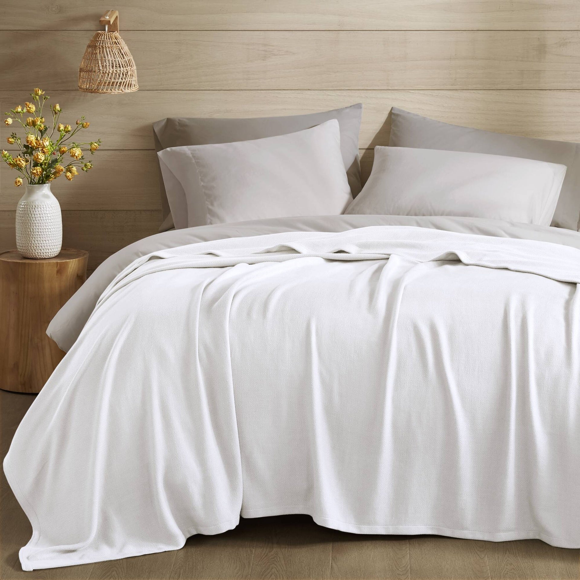1-Piece King Rayon from Bamboo Cotton Blanket, White
