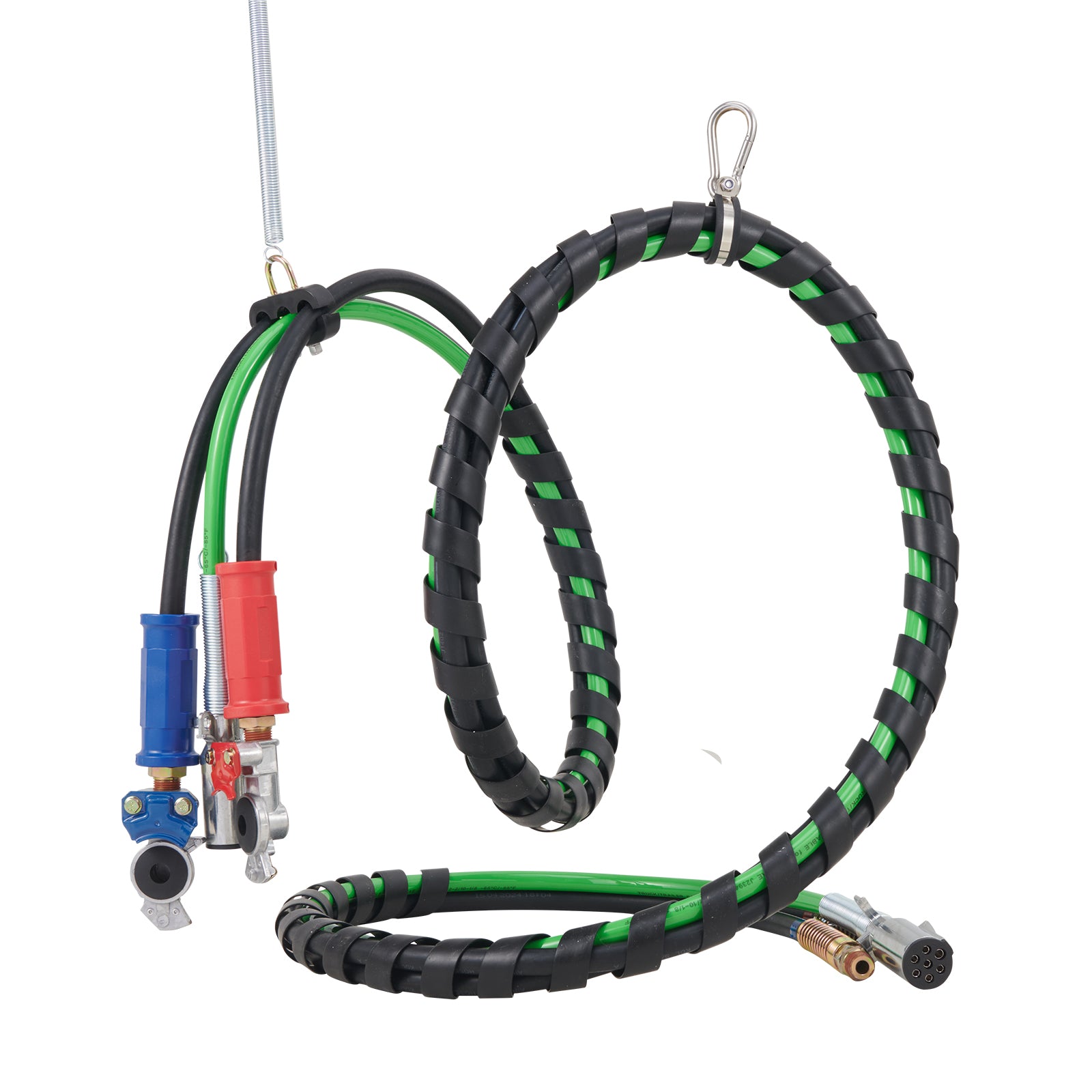 12FT Semi Truck Air Lines Kit with 2PCS Glad Hands, 3-in-1 Air Hoses & 7 Way ABS Electric Power Line, with 2PCS Gladhand Handles, 4PCS Seals and Tender Spring Kit for Semi Truck Trailer Tractor