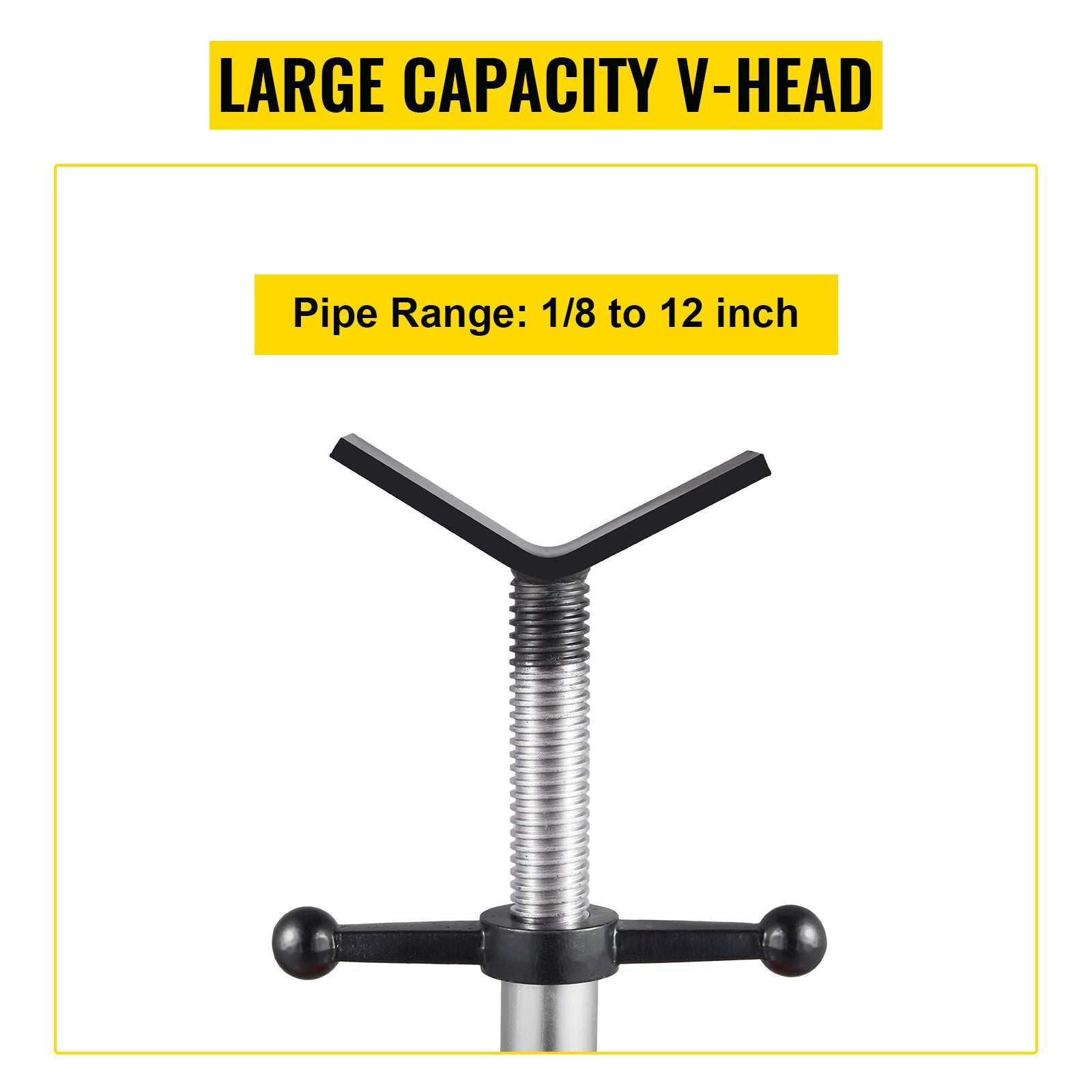 V Head Pipe Stand 1/8"-12" Capacity, Adjustable Height 24"-42", Pipe Jack Stands 2500 lb. Load Capacity, Portable Folding Pipe Stands, Carbon Steel Body More Durable
