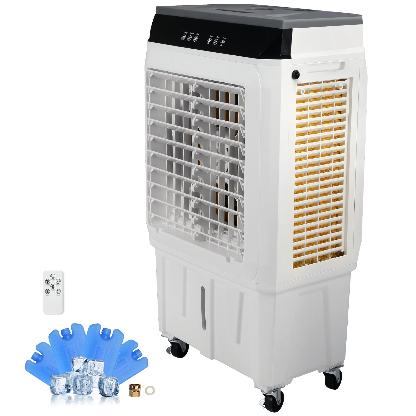 Evaporative Air Cooler, 2100 CFM, 135° Oscillating Swamp Cooler with Adjustable 3 Speeds and 12 H Timer, 7 Gal Portable Air Cooler for 750 Sq.ft, Indoor/Outdoor Use