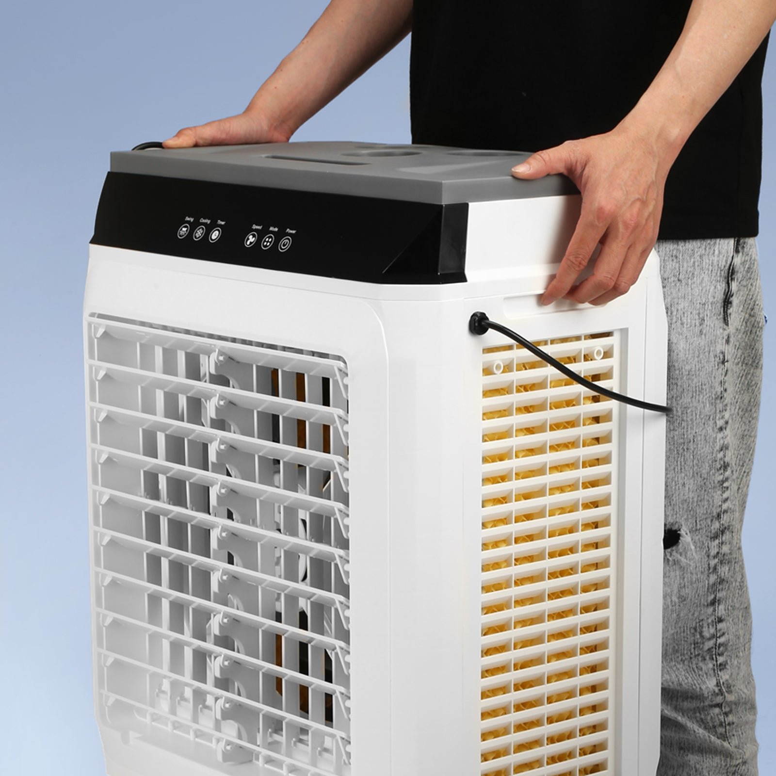 Evaporative Air Cooler, 2100 CFM, 135° Oscillating Swamp Cooler with Adjustable 3 Speeds and 12 H Timer, 7 Gal Portable Air Cooler for 750 Sq.ft, Indoor/Outdoor Use