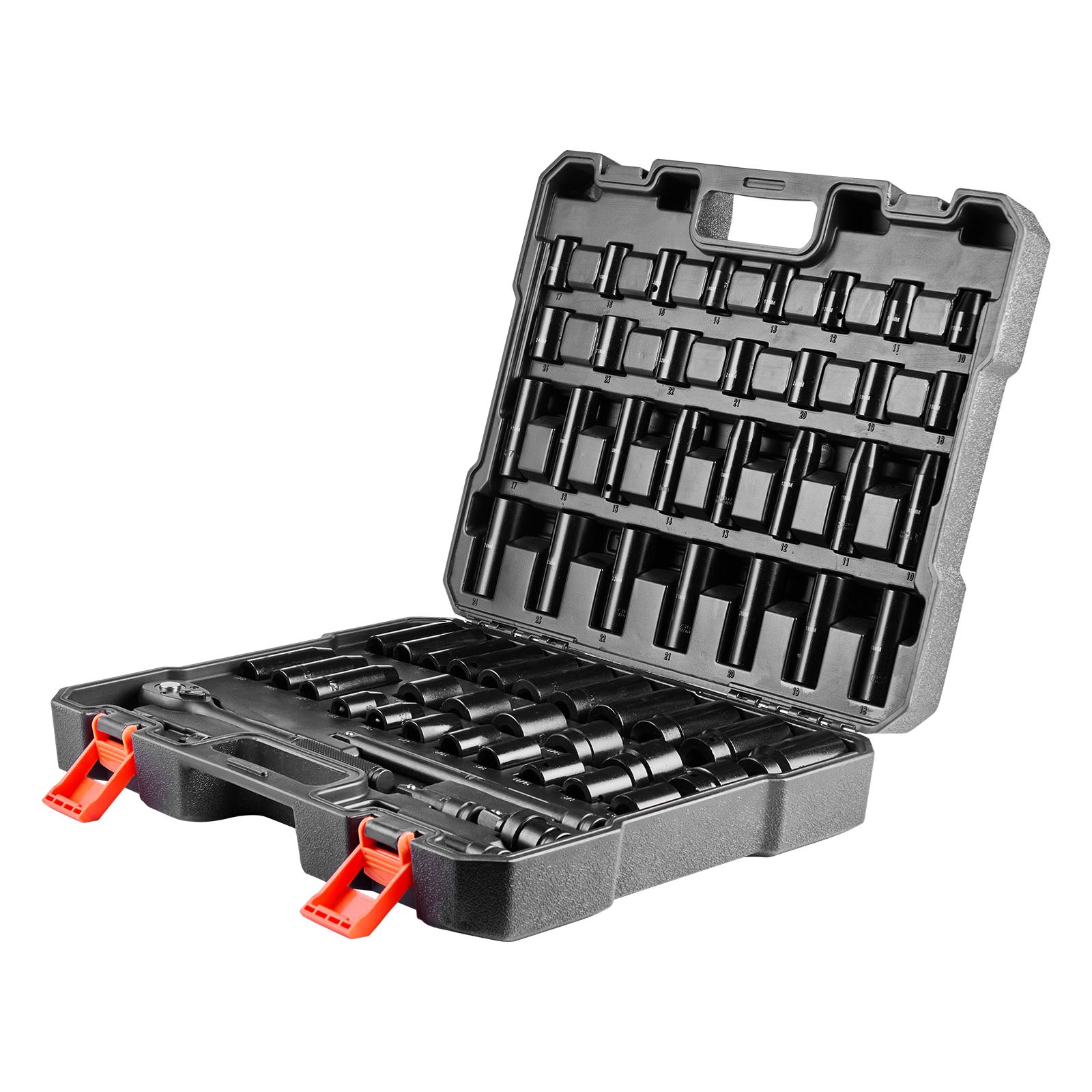 Drive Impact Socket Set 1/2" 65PCS SAE 3/8" to 1-1/4" and Metric 10-24mm