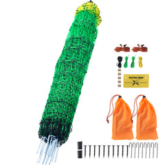 Electric Fence Netting, 42" H x 164' L, PE Net Fencing with Posts & Double-Spiked Stakes, Utility Portable Mesh for Goats, Sheep, Lambs, Deer, Hogs, Dogs, Used in Backyards, Farms, and Ranches