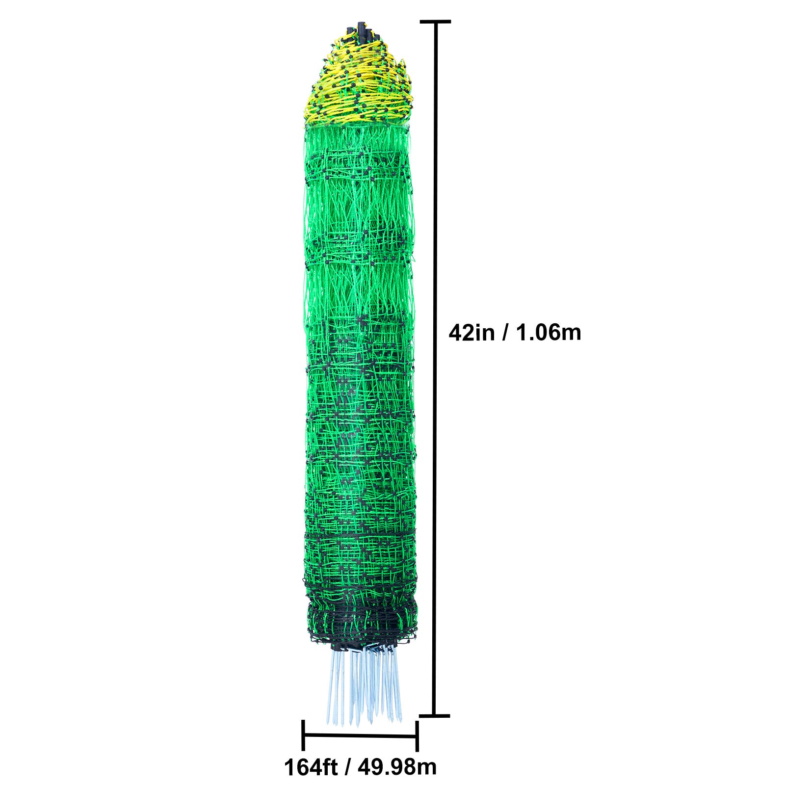 Electric Fence Netting, 42" H x 164' L, PE Net Fencing with Posts & Double-Spiked Stakes, Utility Portable Mesh for Goats, Sheep, Lambs, Deer, Hogs, Dogs, Used in Backyards, Farms, and Ranches
