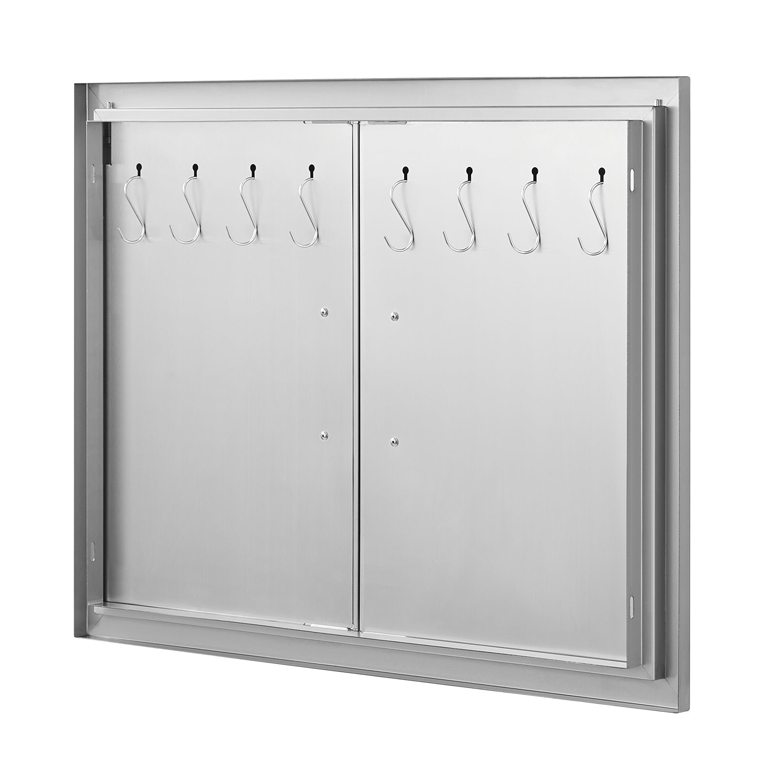 BBQ Access Door, 31W x 24H Inch Double Outdoor Kitchen Door, Stainless Steel Flush Mount Door, Double Wall Vertical Door with Handles and Hooks, for BBQ Island, Grilling Station, Outside Cabinet