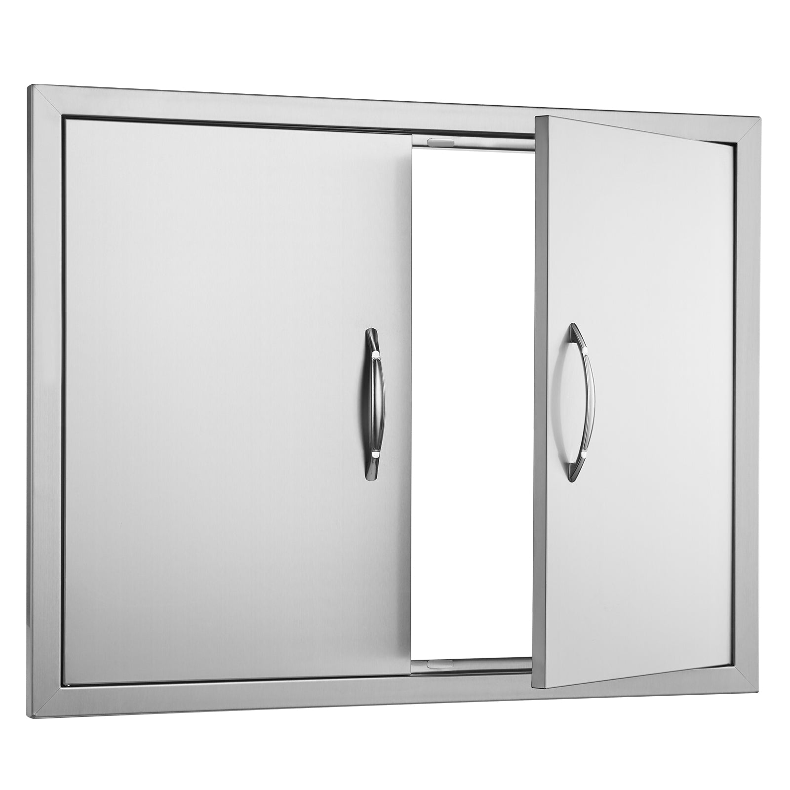 BBQ Access Door, 31W x 24H Inch Double Outdoor Kitchen Door, Stainless Steel Flush Mount Door, Double Wall Vertical Door with Handles and Hooks, for BBQ Island, Grilling Station, Outside Cabinet