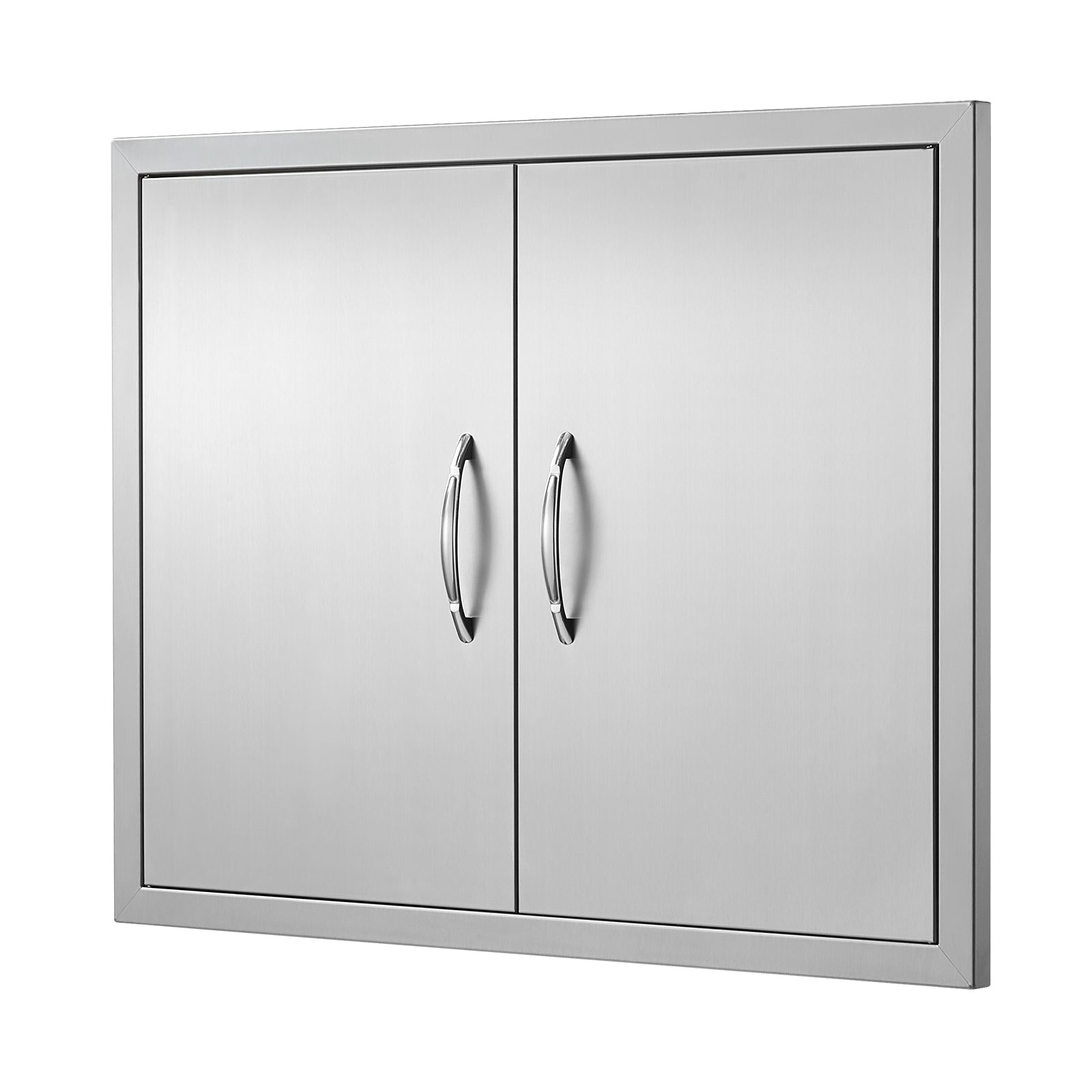 BBQ Access Door, 31W x 24H Inch Double Outdoor Kitchen Door, Stainless Steel Flush Mount Door, Double Wall Vertical Door with Handles and Hooks, for BBQ Island, Grilling Station, Outside Cabinet