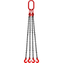 5Ft Chain Sling 5/16 Inch X 5 Ft Engine Lift Chain G80 Alloy Steel Engine Chain Hoist Lifts 3 Ton with 4 Leg Grab Hooks