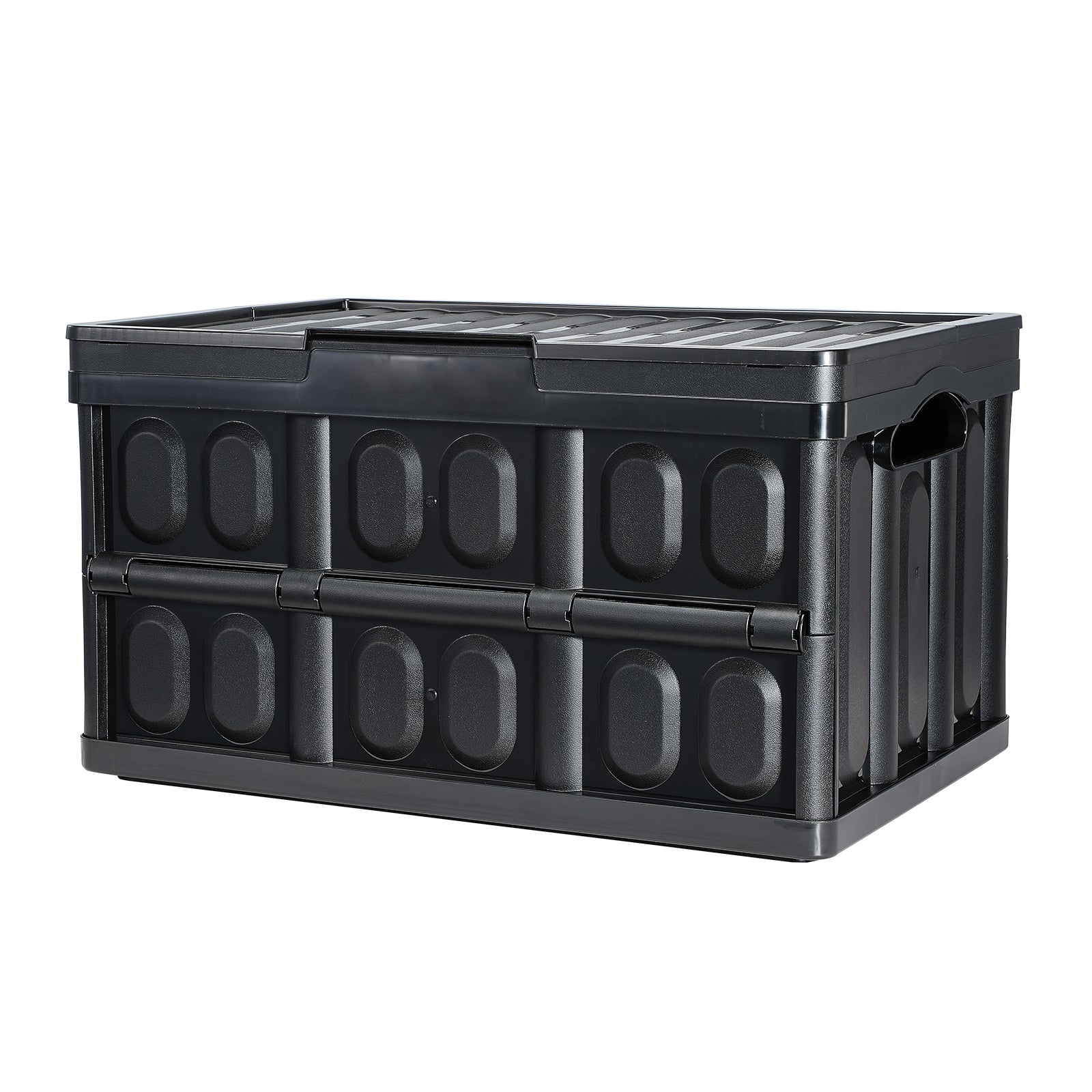Collapsible Storage Bins with Lids, 45L 3 Packs, Folding Plastic Stackable Utility Crates with Handles, Large Heavy Duty Containers for Clothes, Toys, Books, Snack, Shoes, and Grocery Organizing