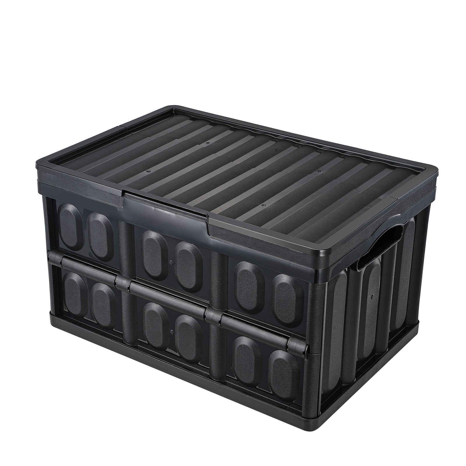 Collapsible Storage Bins with Lids, 45L 3 Packs, Folding Plastic Stackable Utility Crates with Handles, Large Heavy Duty Containers for Clothes, Toys, Books, Snack, Shoes, and Grocery Organizing
