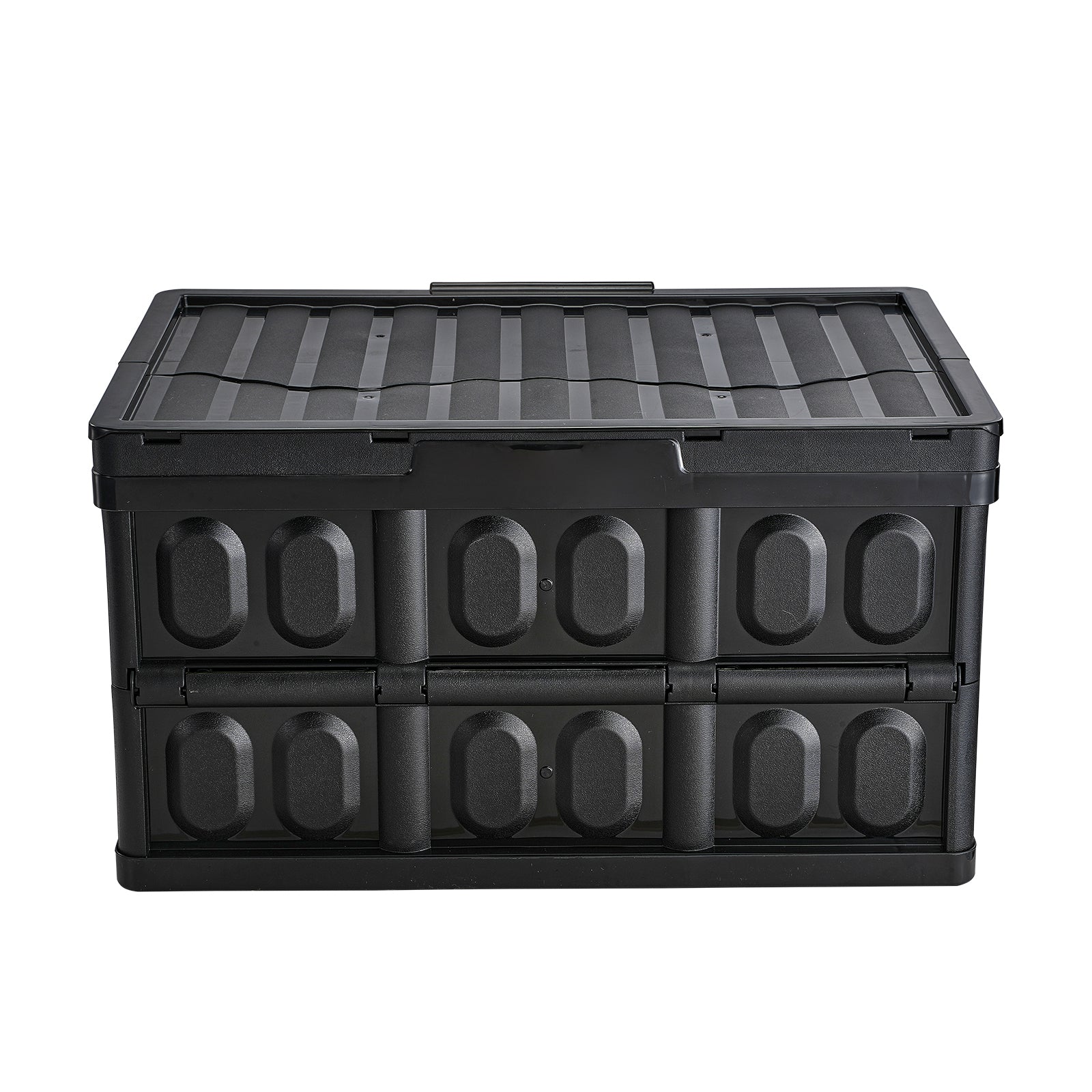 Collapsible Storage Bins with Lids, 45L 3 Packs, Folding Plastic Stackable Utility Crates with Handles, Large Heavy Duty Containers for Clothes, Toys, Books, Snack, Shoes, and Grocery Organizing