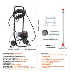 750W Stand Airless Paint Sprayer, 3000PSI High Efficiency Electric Airless Sprayer With Cart, Paint Sprayers for Home Interior and Exterior Furniture and Fences, Fine And Even Painting Effect