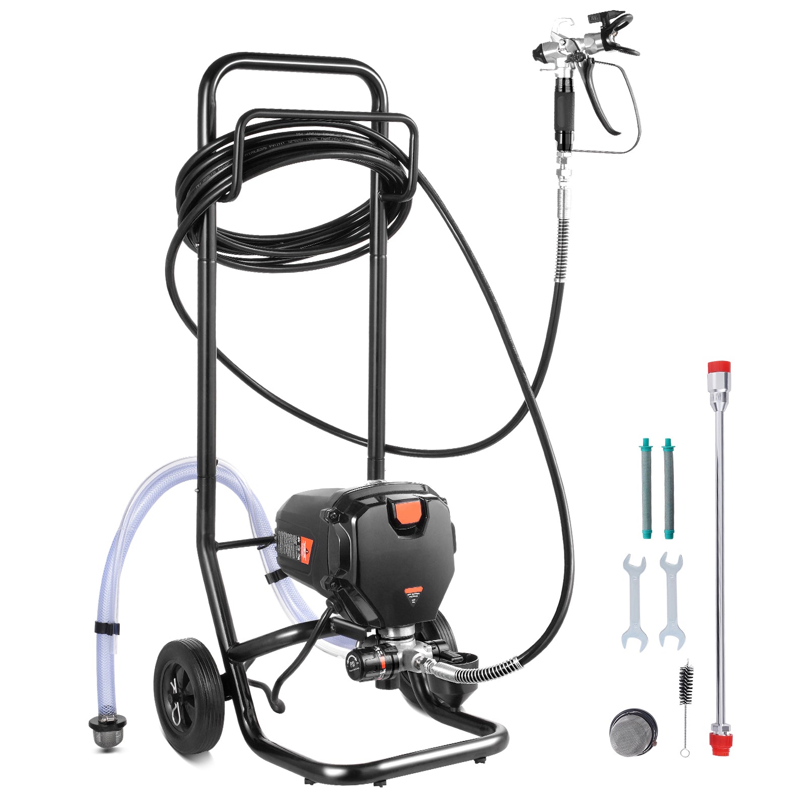 750W Stand Airless Paint Sprayer, 3000PSI High Efficiency Electric Airless Sprayer With Cart, Paint Sprayers for Home Interior and Exterior Furniture and Fences, Fine And Even Painting Effect