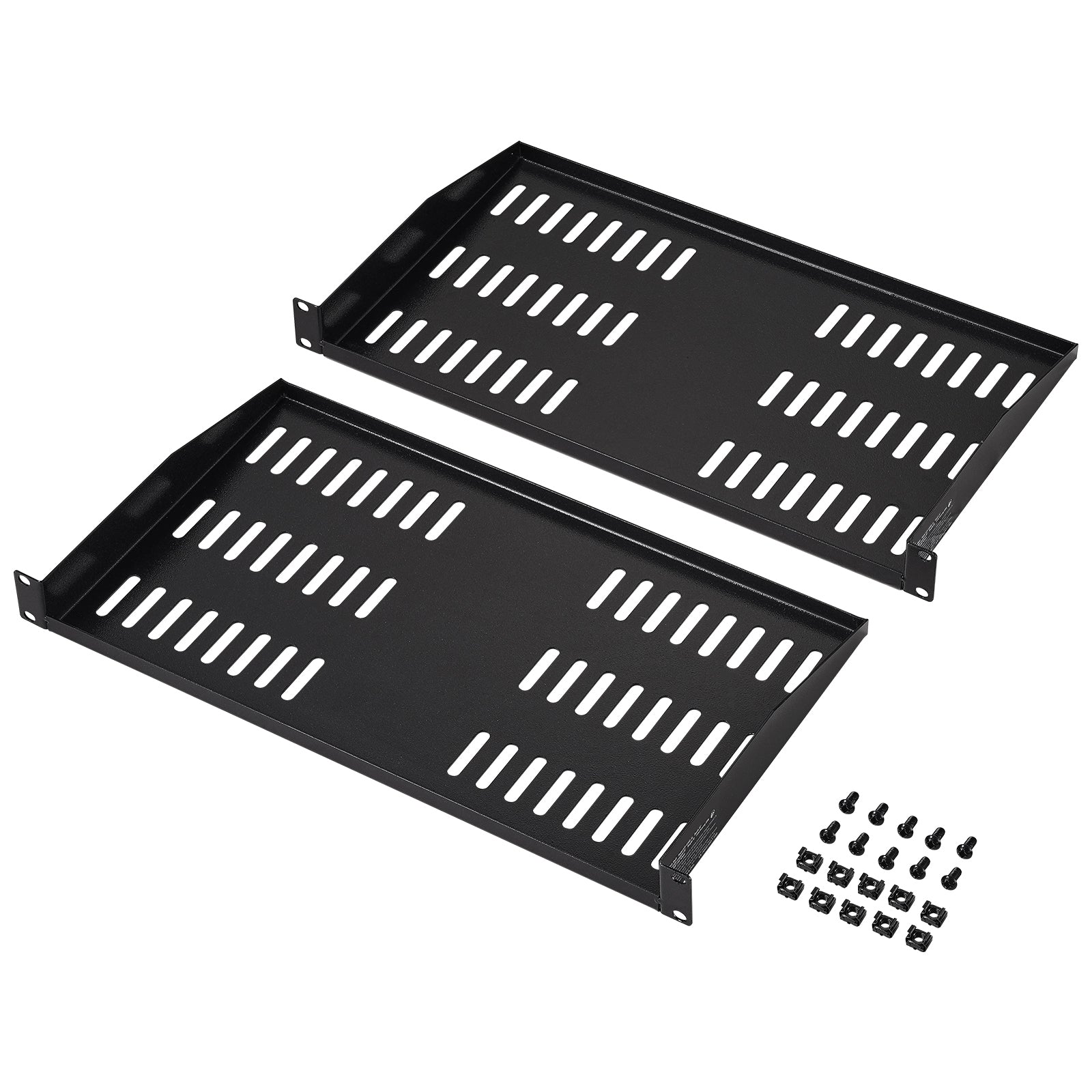 2PCS 1U Server Rack Shelf 10"/254 mm Depth Vented Rack Mount Shelf Tray
