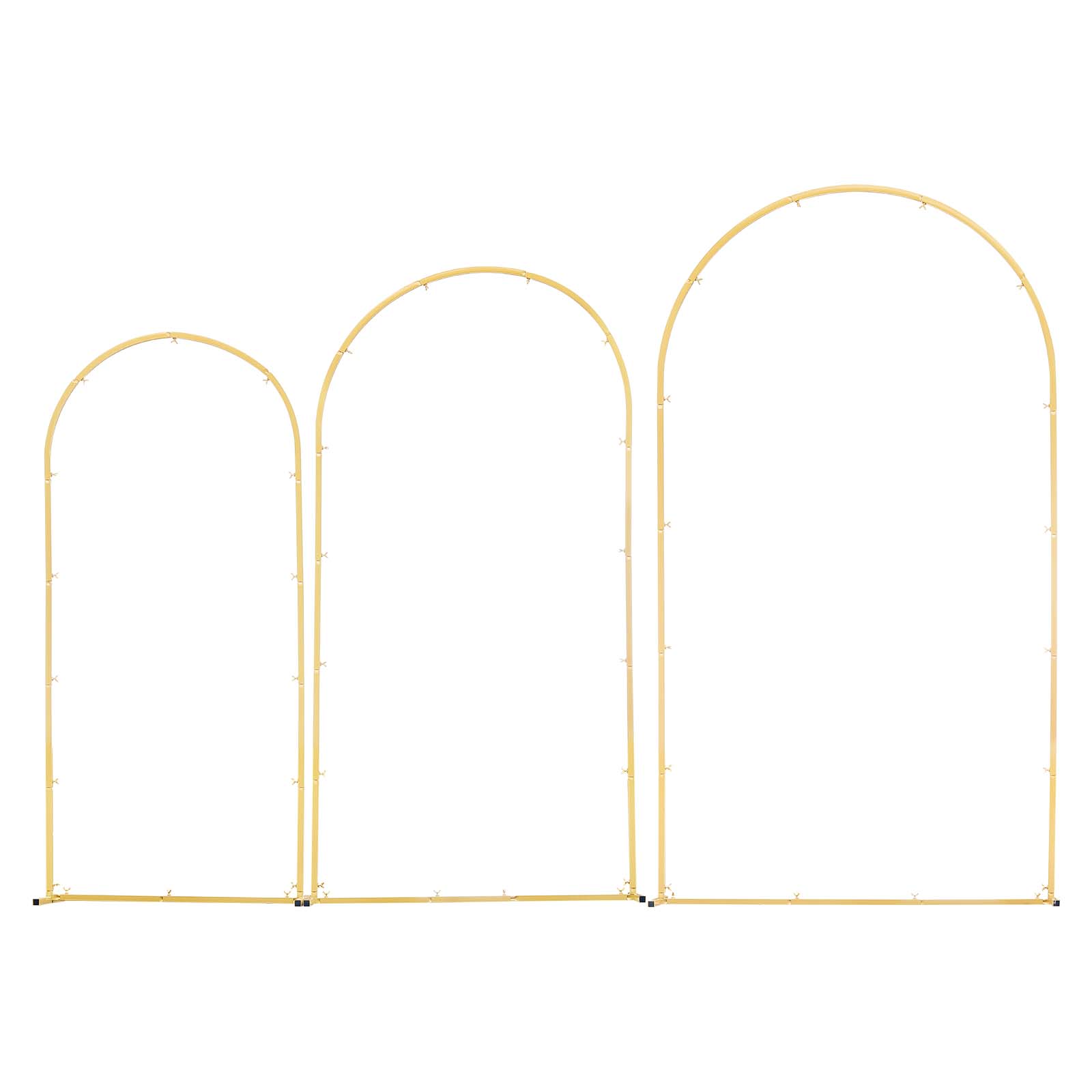 Arch Backdrop Stand, Set of 3, 7.2/6.6/6 ft, Stable Structure, Easy Assembly, Gold Metal Arch Backdrop Stand for Wedding, Birthday Party, Graduation, Holiday Celebration, and Ceremony Decoration