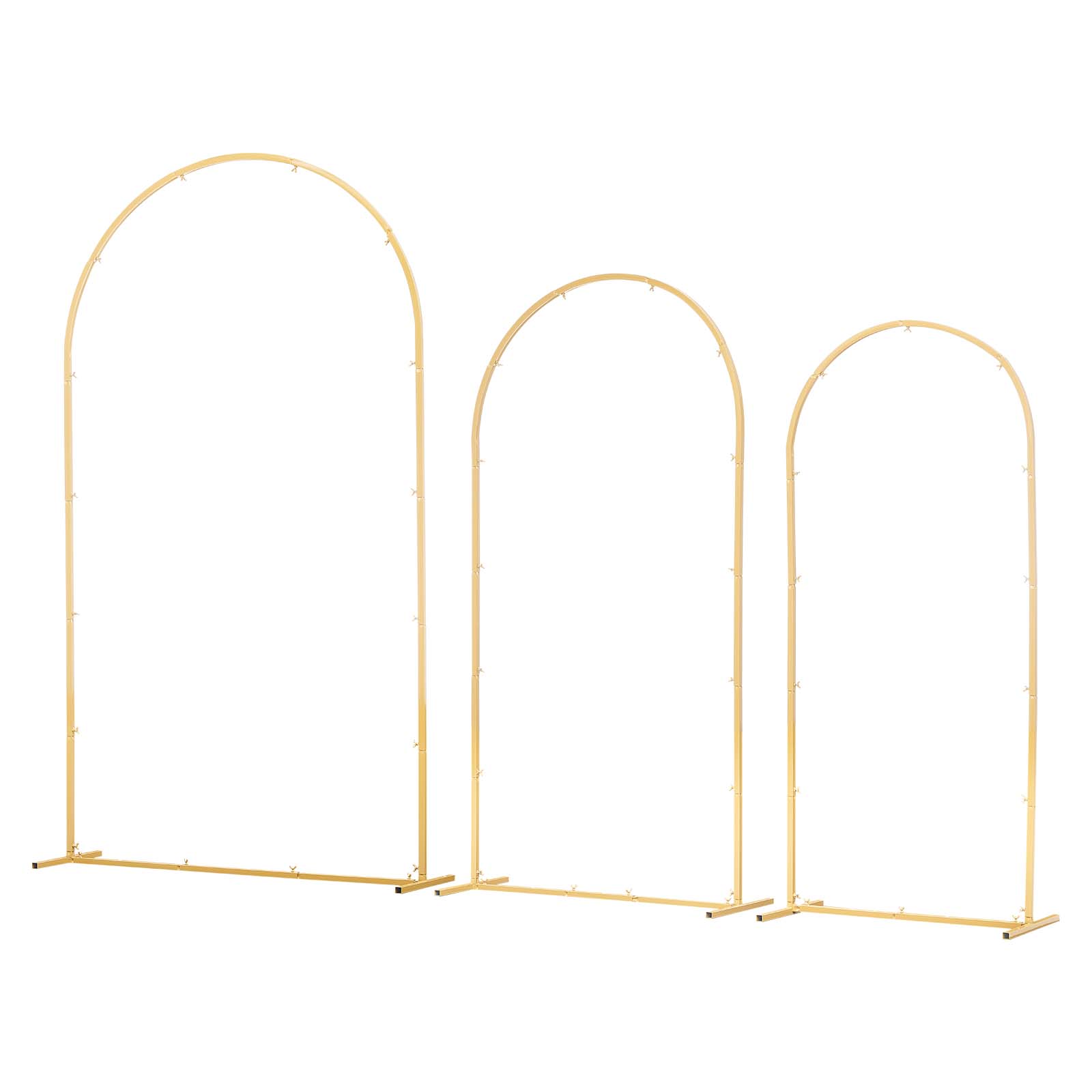 Arch Backdrop Stand, Set of 3, 7.2/6.6/6 ft, Stable Structure, Easy Assembly, Gold Metal Arch Backdrop Stand for Wedding, Birthday Party, Graduation, Holiday Celebration, and Ceremony Decoration