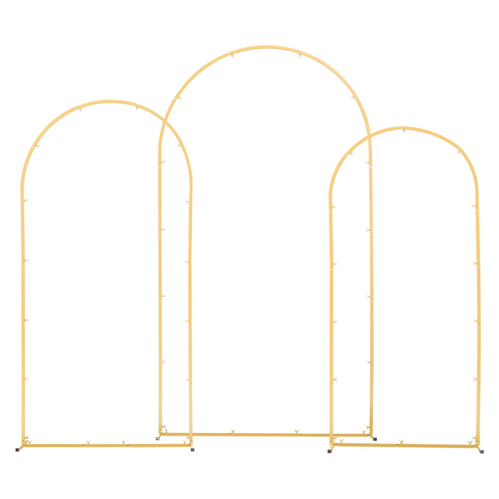 Arch Backdrop Stand, Set of 3, 7.2/6.6/6 ft, Stable Structure, Easy Assembly, Gold Metal Arch Backdrop Stand for Wedding, Birthday Party, Graduation, Holiday Celebration, and Ceremony Decoration