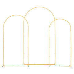 Arch Backdrop Stand, Set of 3, 7.2/6.6/6 ft, Stable Structure, Easy Assembly, Gold Metal Arch Backdrop Stand for Wedding, Birthday Party, Graduation, Holiday Celebration, and Ceremony Decoration