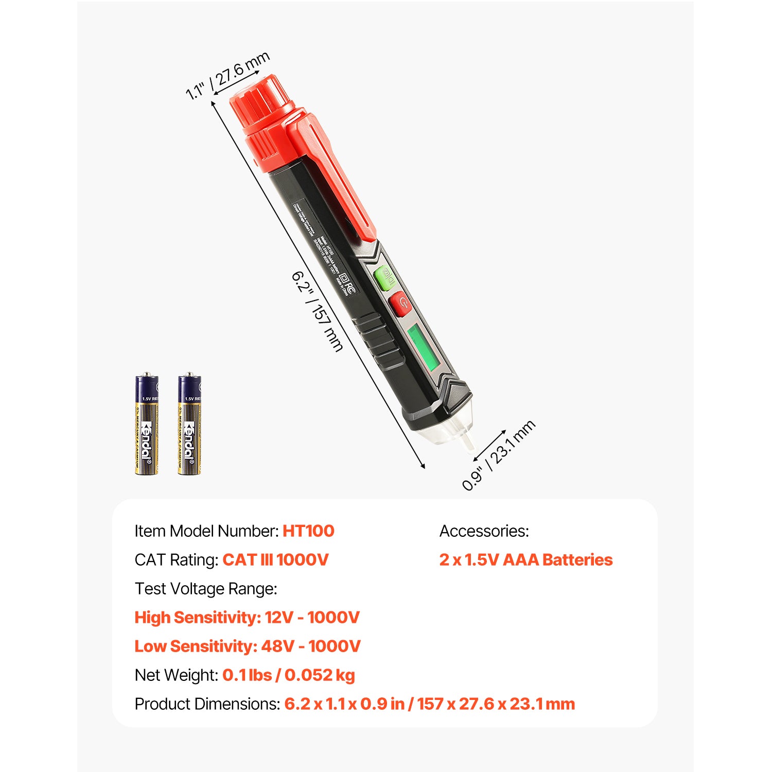 Voltage Tester Non-Contact Voltage Tester Pen with Adjustable Sensitivity