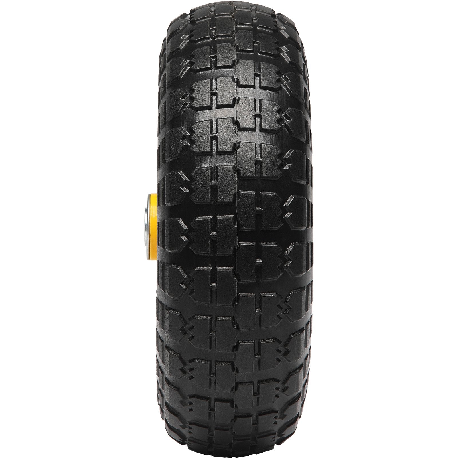 Solid PU Run-Flat Tire Wheel, 10", 2-Pack, 400 lbs Dynamic Load, 450 lbs Static Load, Flat Free Tubeless Tires and Wheels for Hand Truck, Utility Cart, Dollies, Garden Trailers, Various Carts