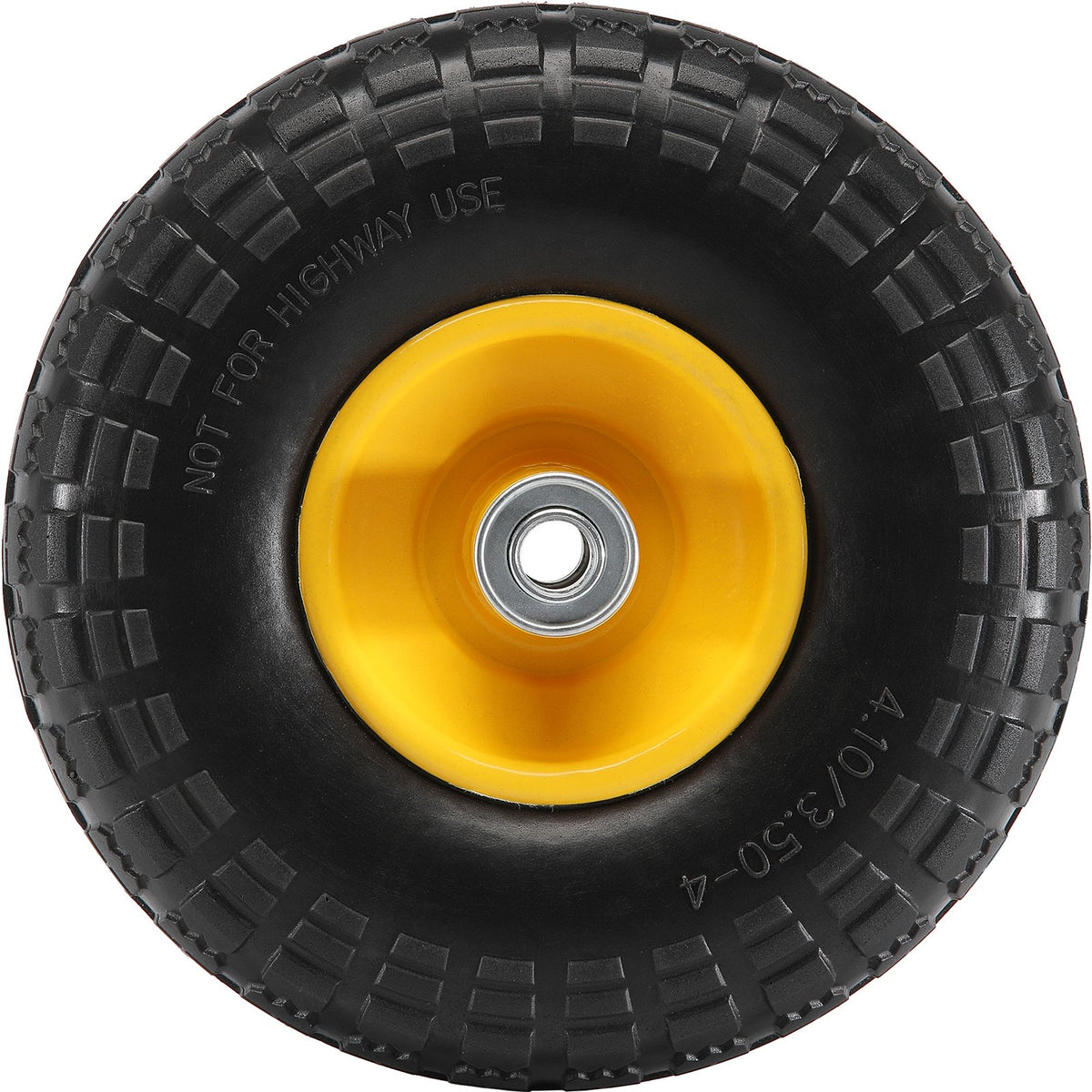 Solid PU Run-Flat Tire Wheel, 10", 2-Pack, 400 lbs Dynamic Load, 450 lbs Static Load, Flat Free Tubeless Tires and Wheels for Hand Truck, Utility Cart, Dollies, Garden Trailers, Various Carts