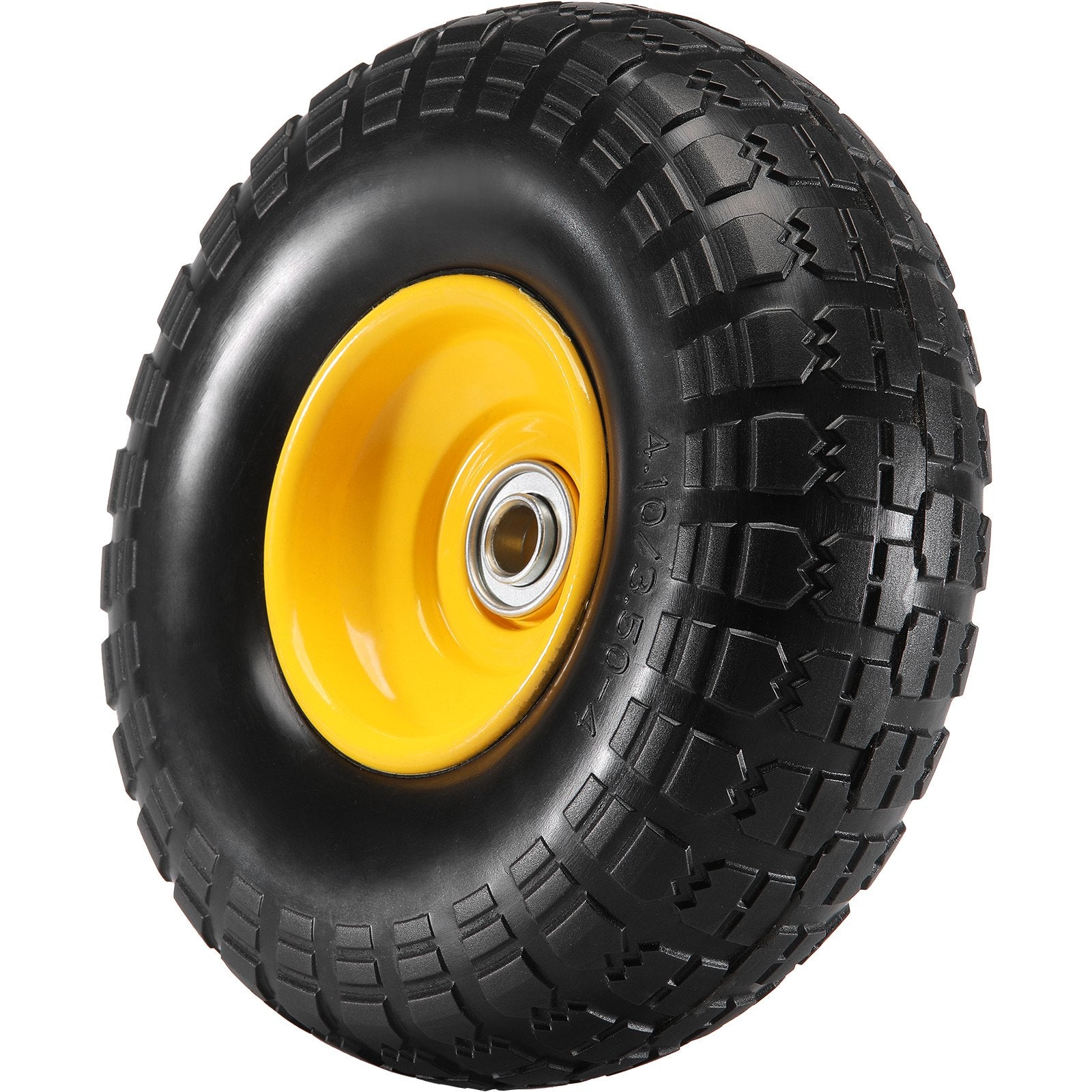 Solid PU Run-Flat Tire Wheel, 10", 2-Pack, 400 lbs Dynamic Load, 450 lbs Static Load, Flat Free Tubeless Tires and Wheels for Hand Truck, Utility Cart, Dollies, Garden Trailers, Various Carts