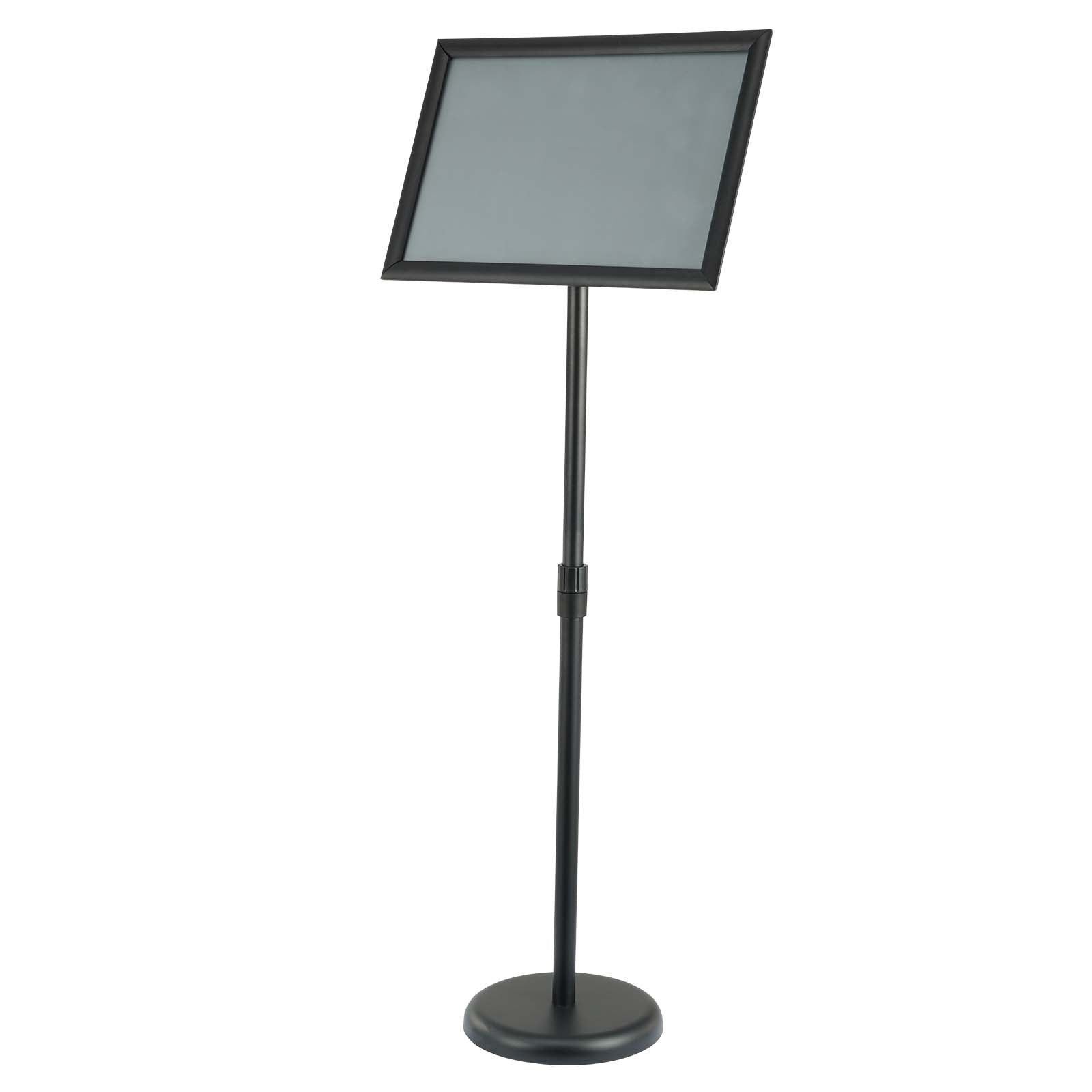 Pedestal Sign Holder, 11 x 17 Inch Vertical and Horizontal Adjustable Poster Stand, Heavy-Duty Floor Standing Sign Holder with Round Base for Display, Advertisement, and Outdoor, Black