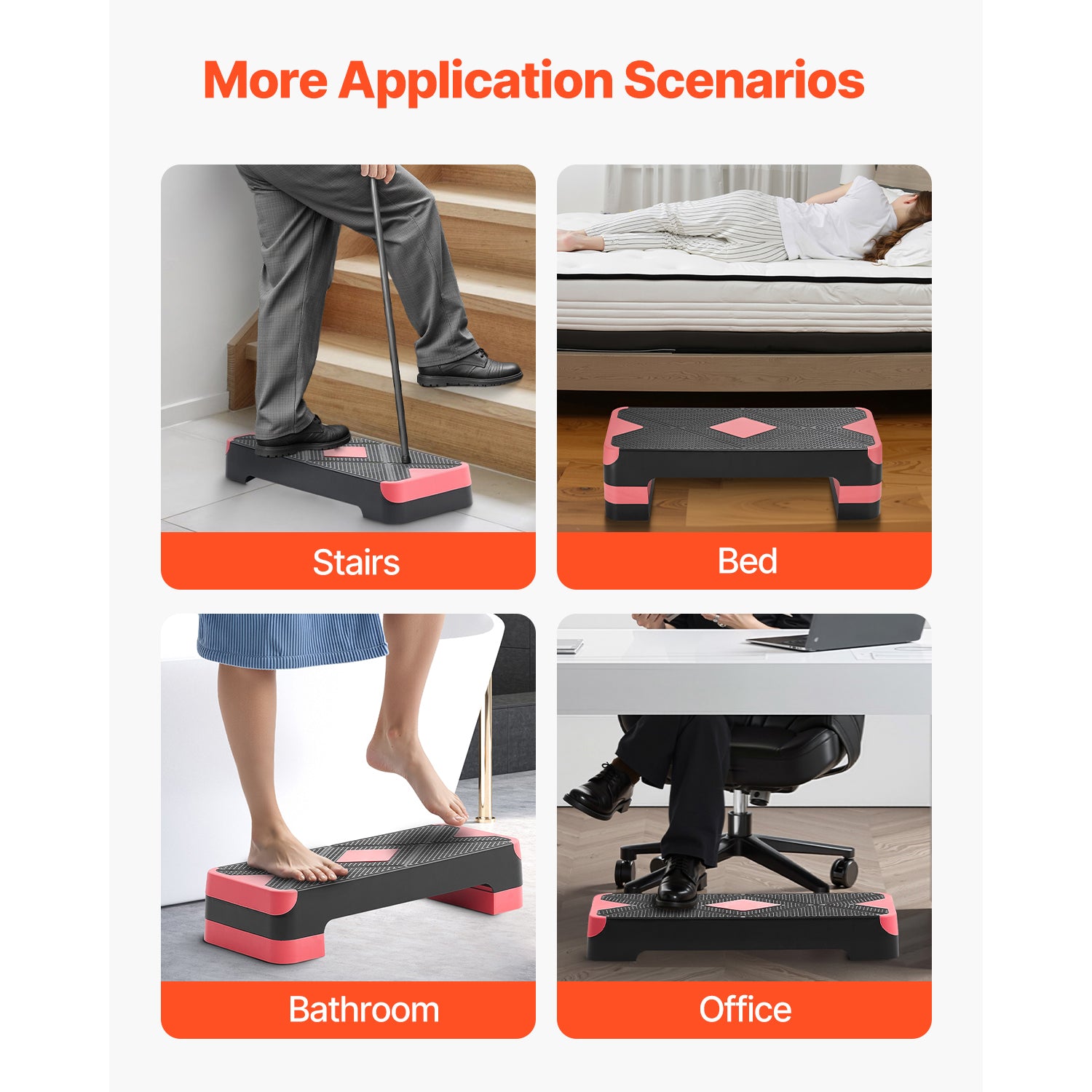 Aerobic Exercise Step Platform Height Adjustable Workout Stepper 4 Riser Red