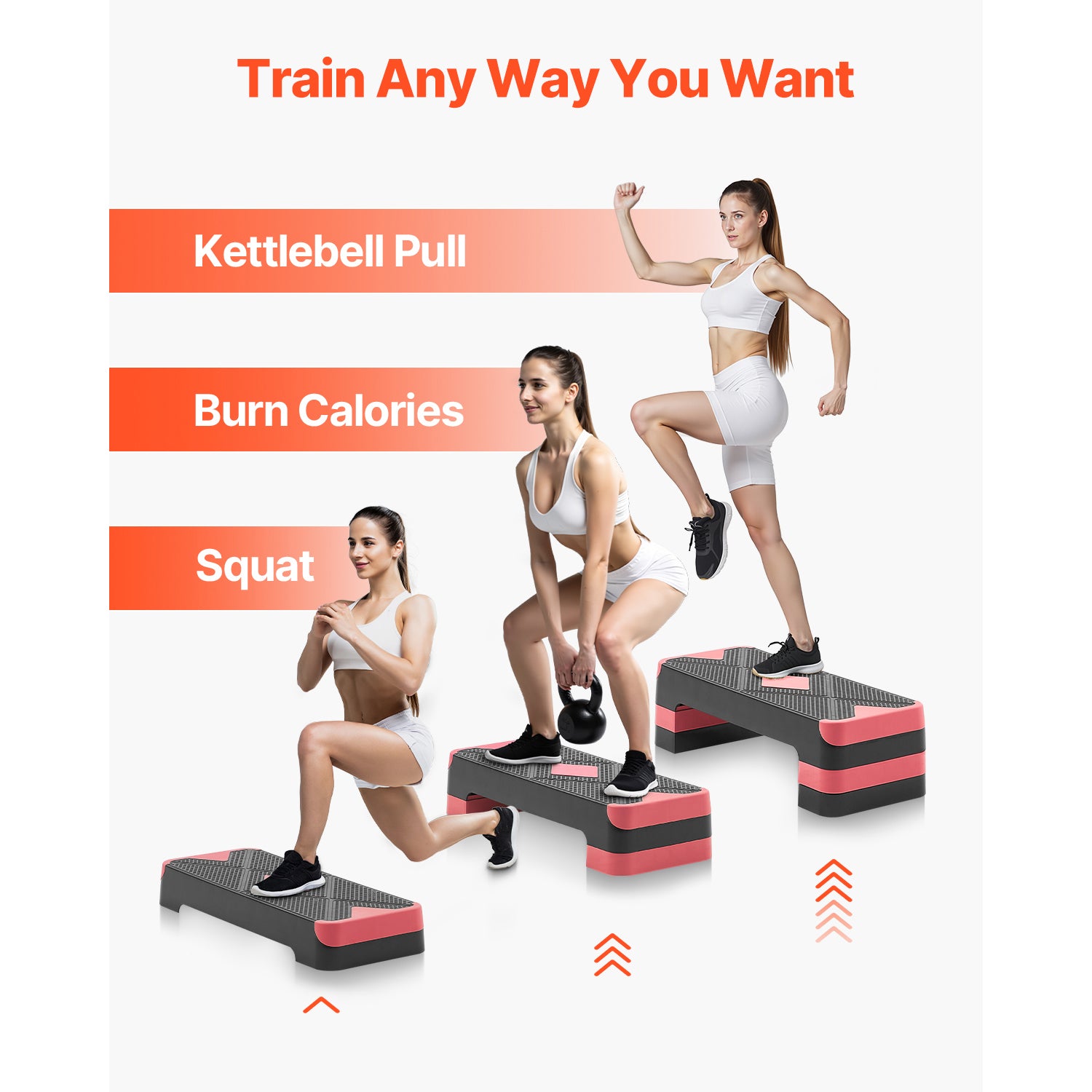 Aerobic Exercise Step Platform Height Adjustable Workout Stepper 4 Riser Red