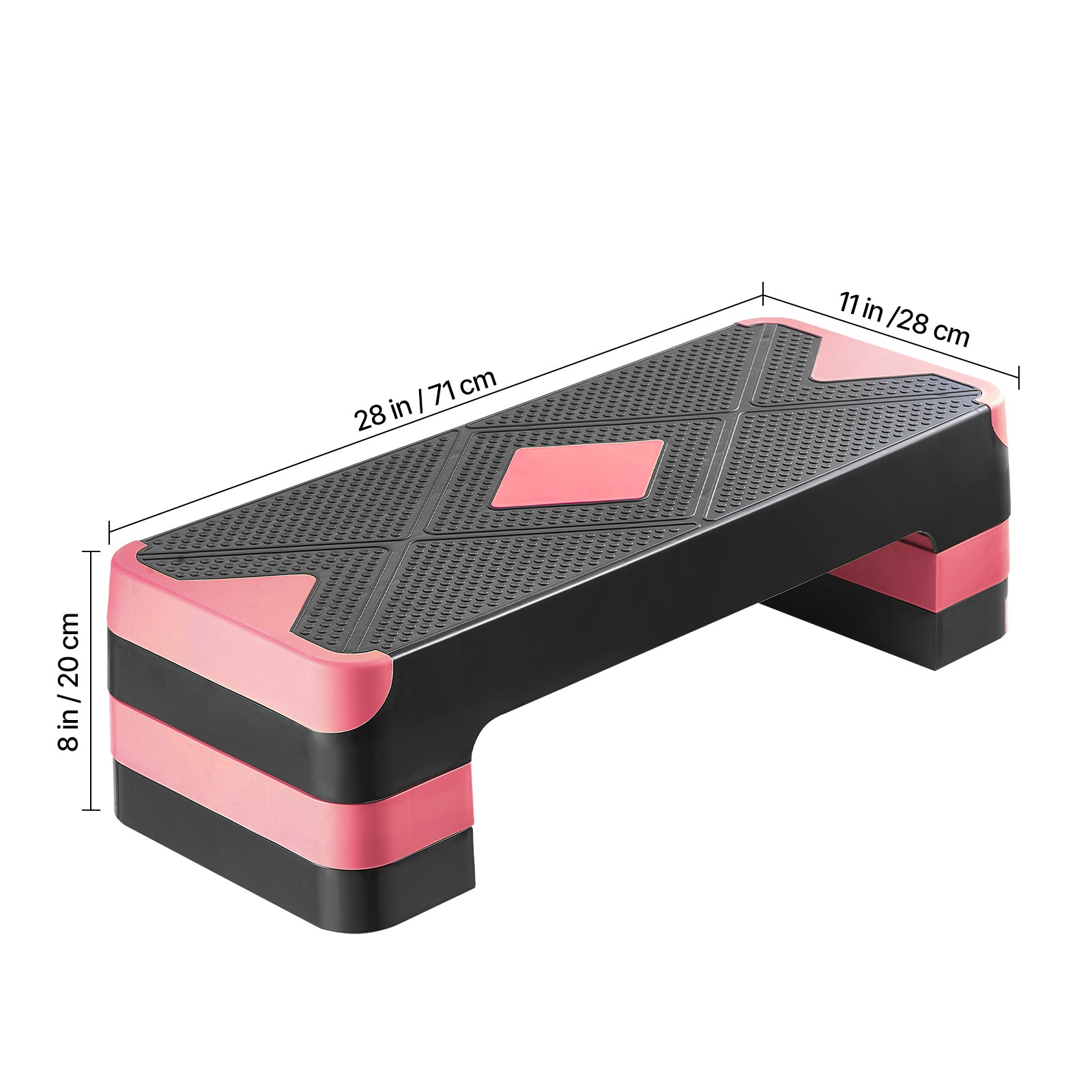 Aerobic Exercise Step Platform Height Adjustable Workout Stepper 4 Riser Red