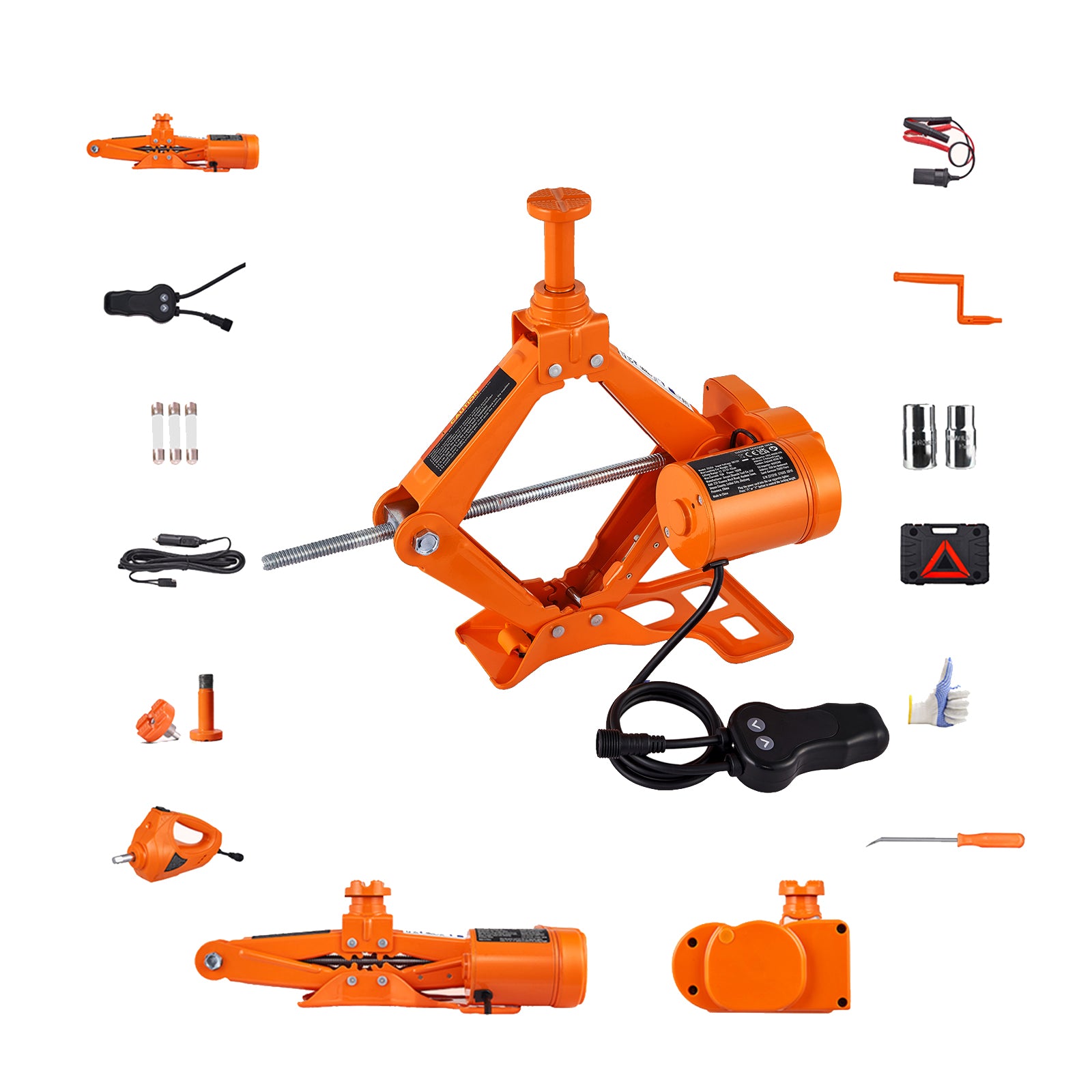 Electric Car Jack, 3 Tons /6600 lbs Scissor Jack with Electric Impact Wrench, 12V Car Jack with Double Saddles with Remote Control, Portable Car Jack Lifting for Sedan, SUV, Truck Tire Change