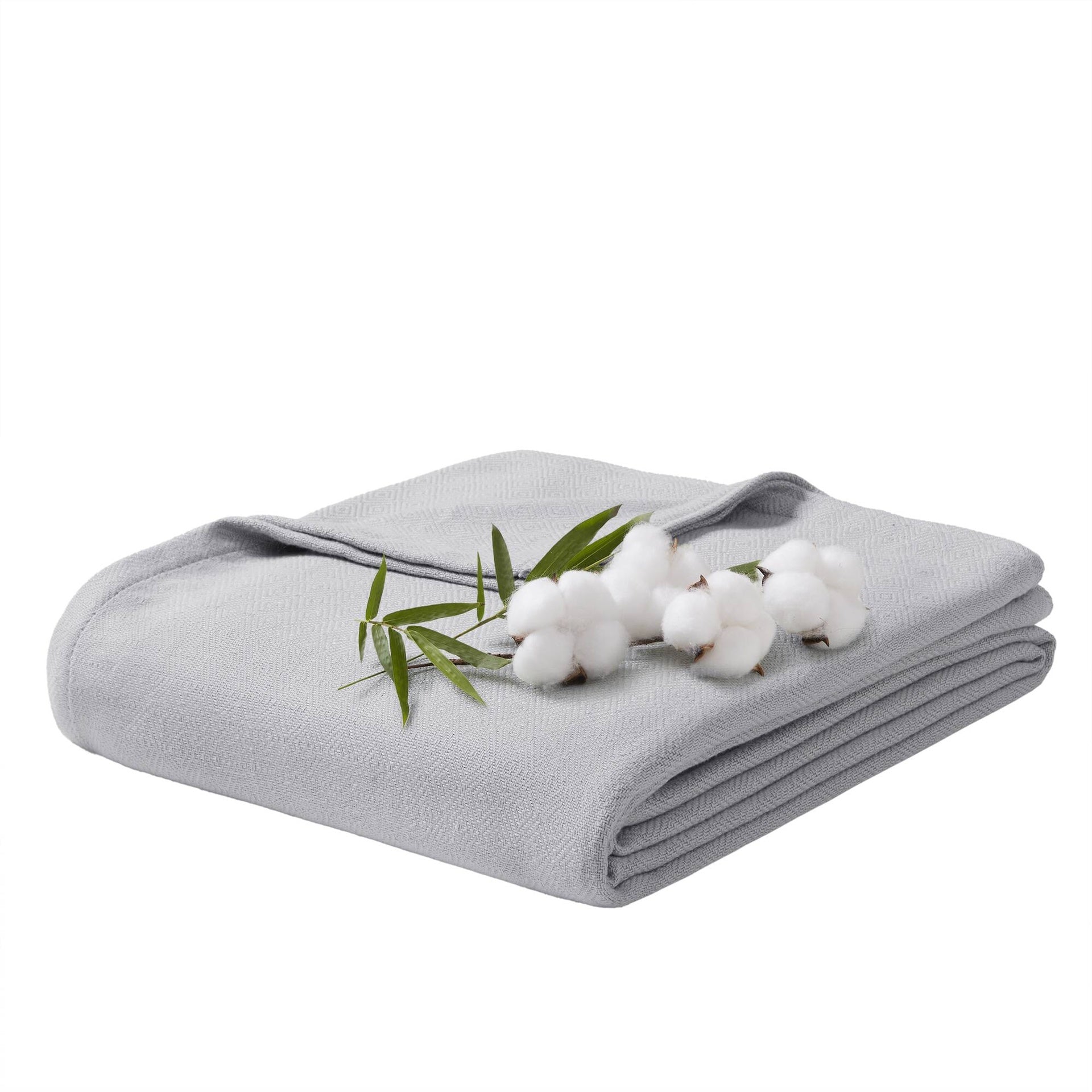 1-Piece Full/Queen Rayon from Bamboo Cotton Blanket, Grey