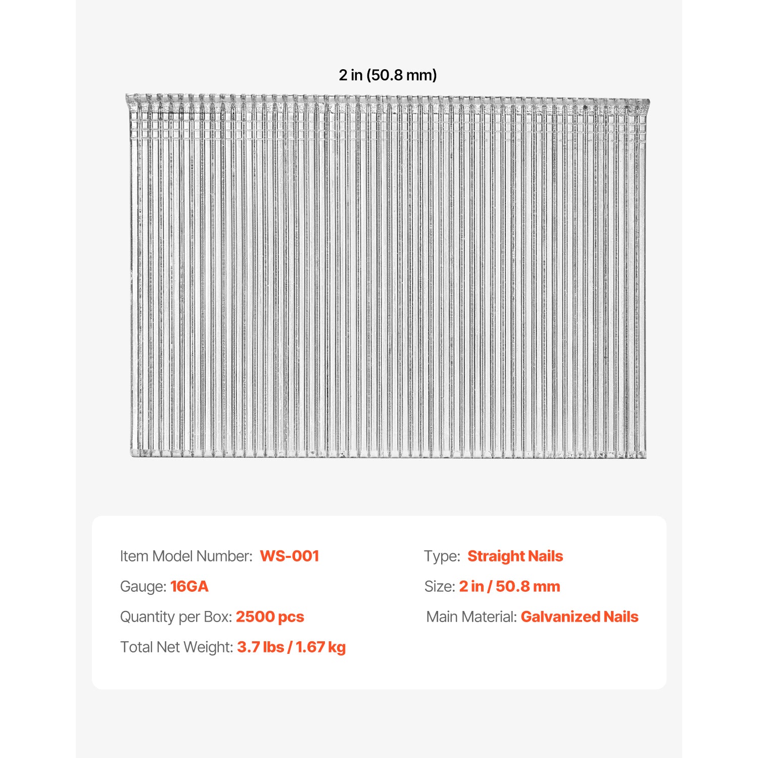 16 Gauge Finish Nails 2 in Straight Finish Nail 2500-Count Galvanized Nail