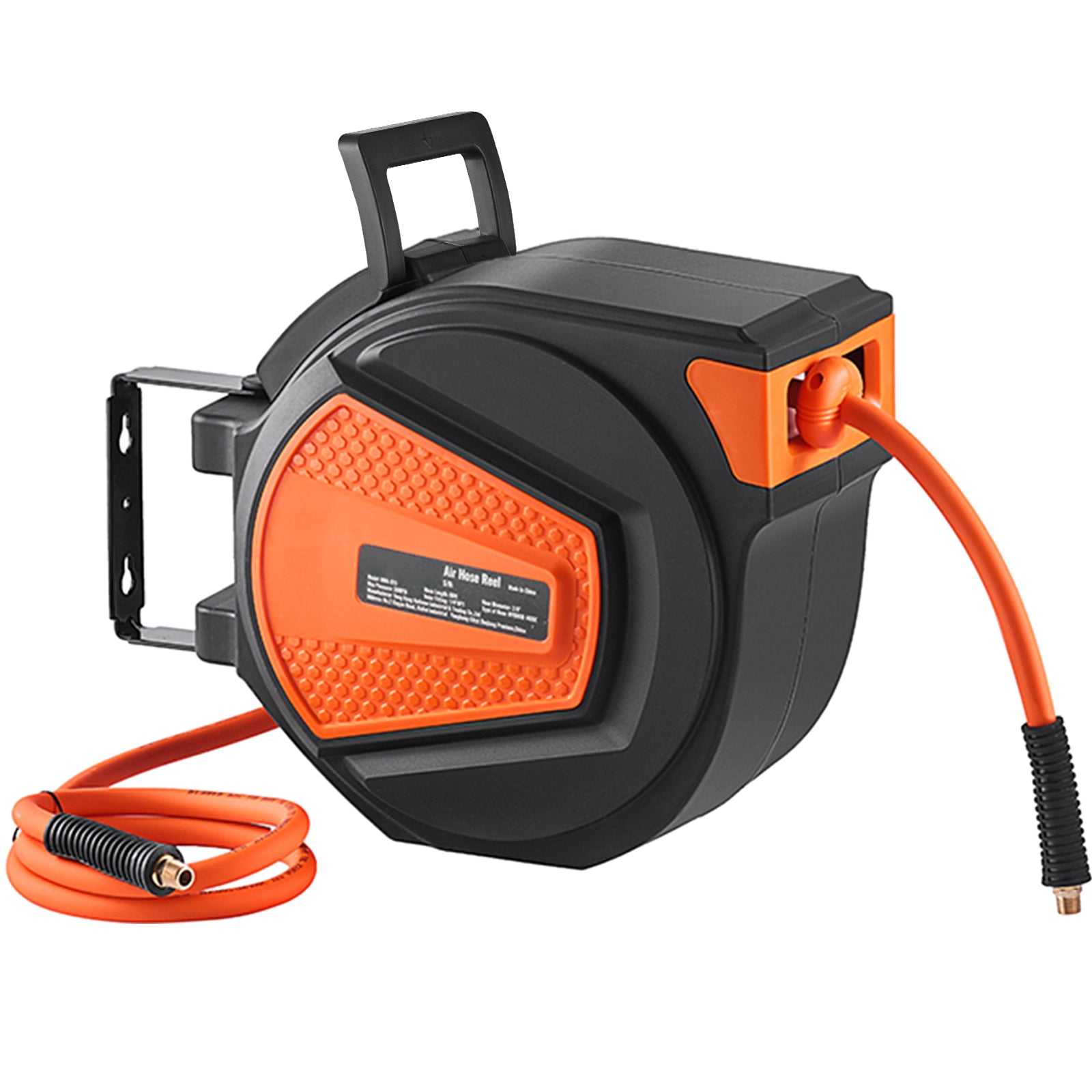 Retractable Air Hose Reel, 3/8 IN x 50 FT Hybrid Air Hose Max 300PSI, Air Compressor Hose Reel with 5 ft Lead in, Ceiling / Wall Mount Enclosed Air Reel, 180° Swivel Mount