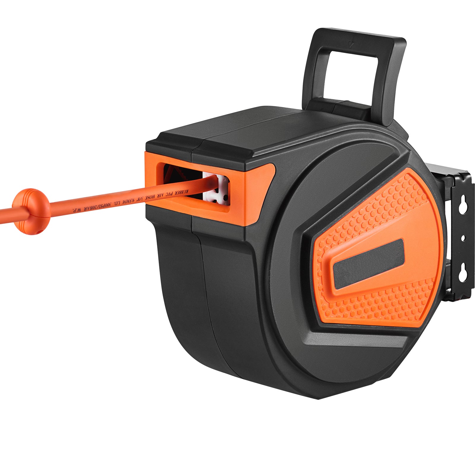 Retractable Air Hose Reel, 3/8 IN x 50 FT Hybrid Air Hose Max 300PSI, Air Compressor Hose Reel with 5 ft Lead in, Ceiling / Wall Mount Enclosed Air Reel, 180° Swivel Mount
