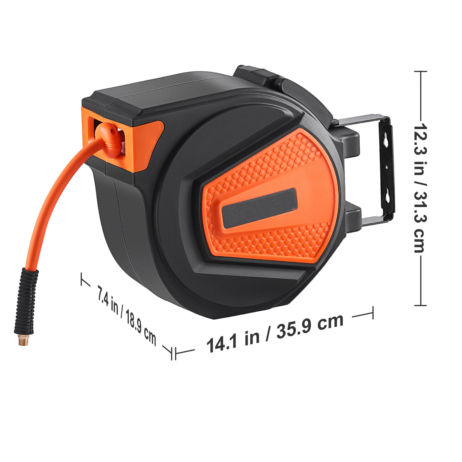 Retractable Air Hose Reel, 3/8 IN x 50 FT Hybrid Air Hose Max 300PSI, Air Compressor Hose Reel with 5 ft Lead in, Ceiling / Wall Mount Enclosed Air Reel, 180° Swivel Mount