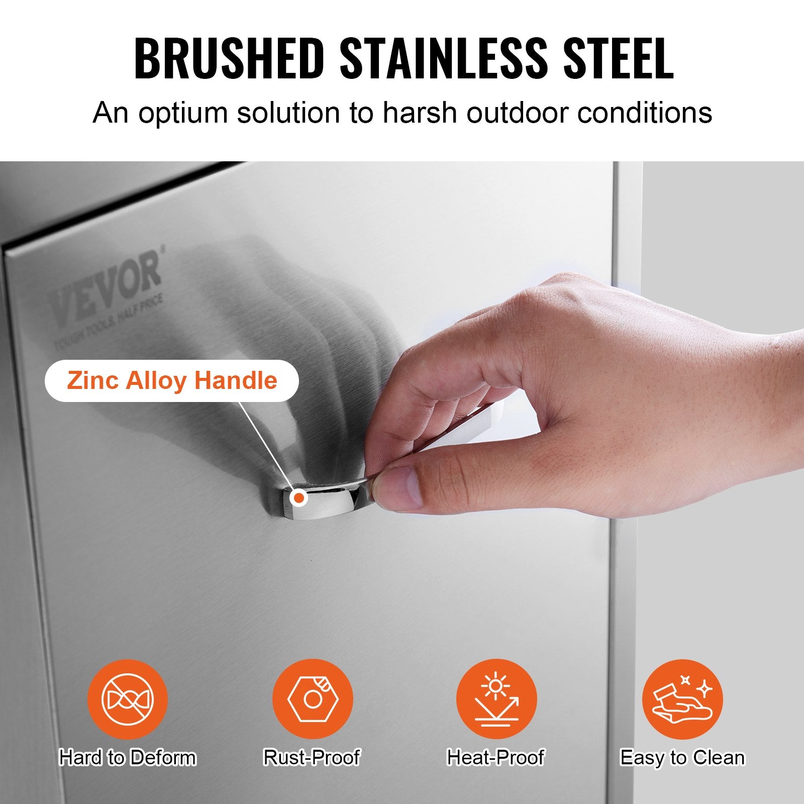 Pull Out Trash Drawer 13.4Wx26Hx19.6D Inch Lower Sliding Rails Stainless Steel Roll Out Trash Bin Pull Out Tray Outdoor Kitchen Trash Drawer with Handle for BBQ Island Grill Station