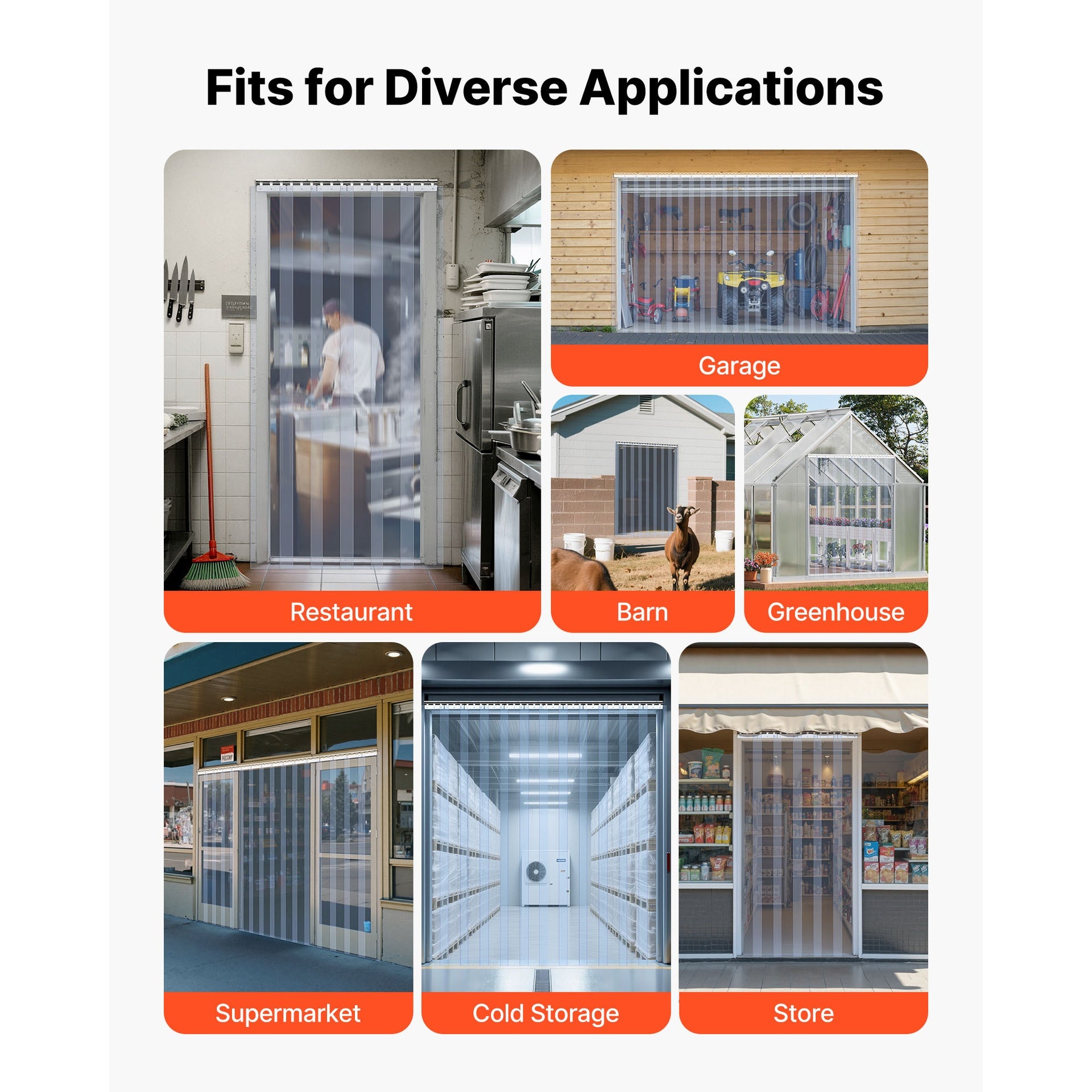 Clear PVC Strip Curtain, 84 in Height x 38 in Width x 0.08 in Thickness, 6 PCS Walk in Freezer Cooler Curtain Strips, Thermal Insulating Plastic Door Strips for Warehouse, Freezer, Garage Doors