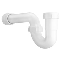 P-Trap, 1-1/2 Inch P Trap Sink Drain Pipe Kit with Threaded Adapter and TPU Leak-Resistant Washers, PP Plastic Pipe Basin Waste Kit, Under Sink Plumbing for Kitchen Bathroom Sewer Drain, White