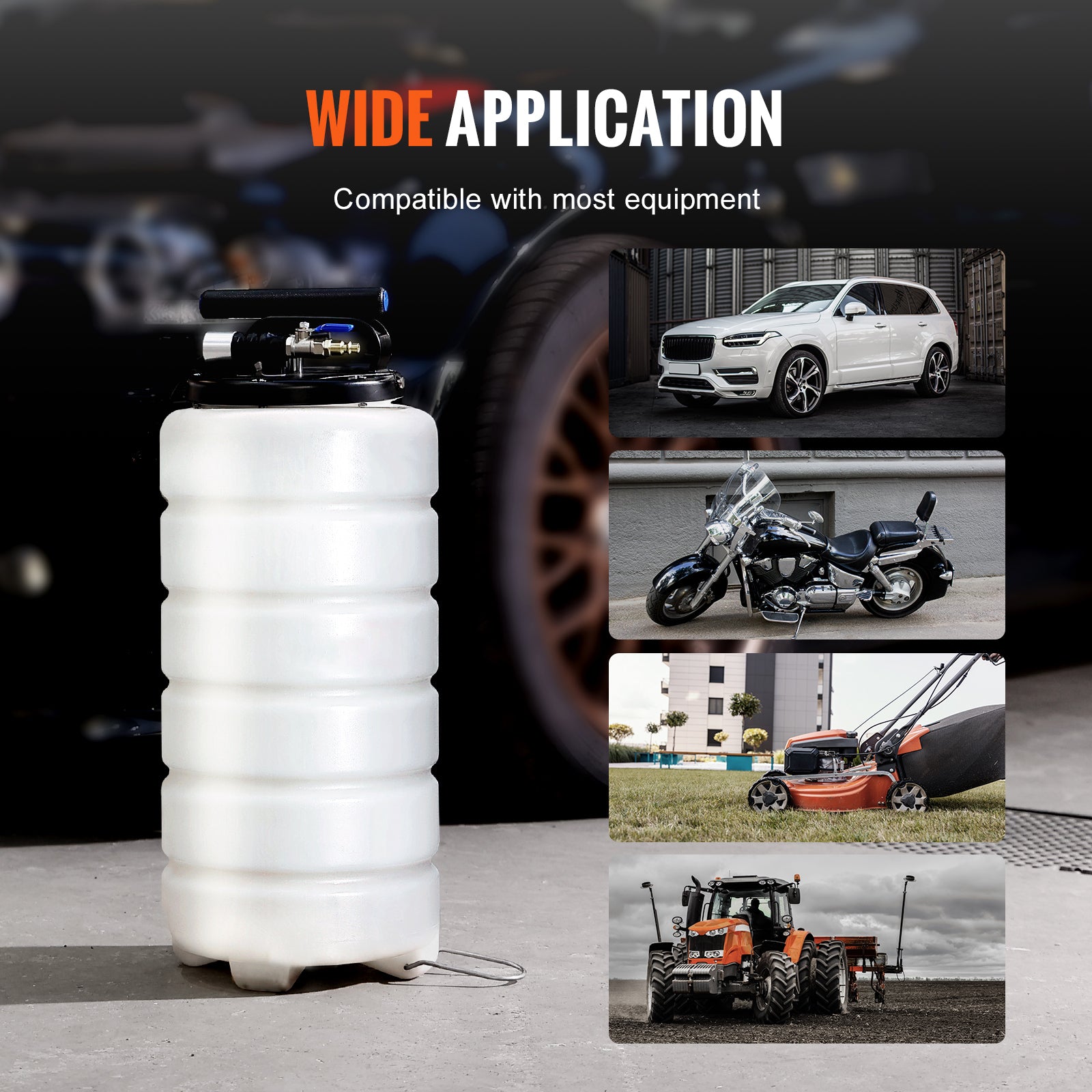 Fluid Extractor, 4 Gallons (15 Liters), Pneumatic/Manual Oil Changer Vacuum Fluid Extractor with Dipstick and Suction Hose, Oil Extractor Change Pump for Automotive Fluids Vacuum Evacuation