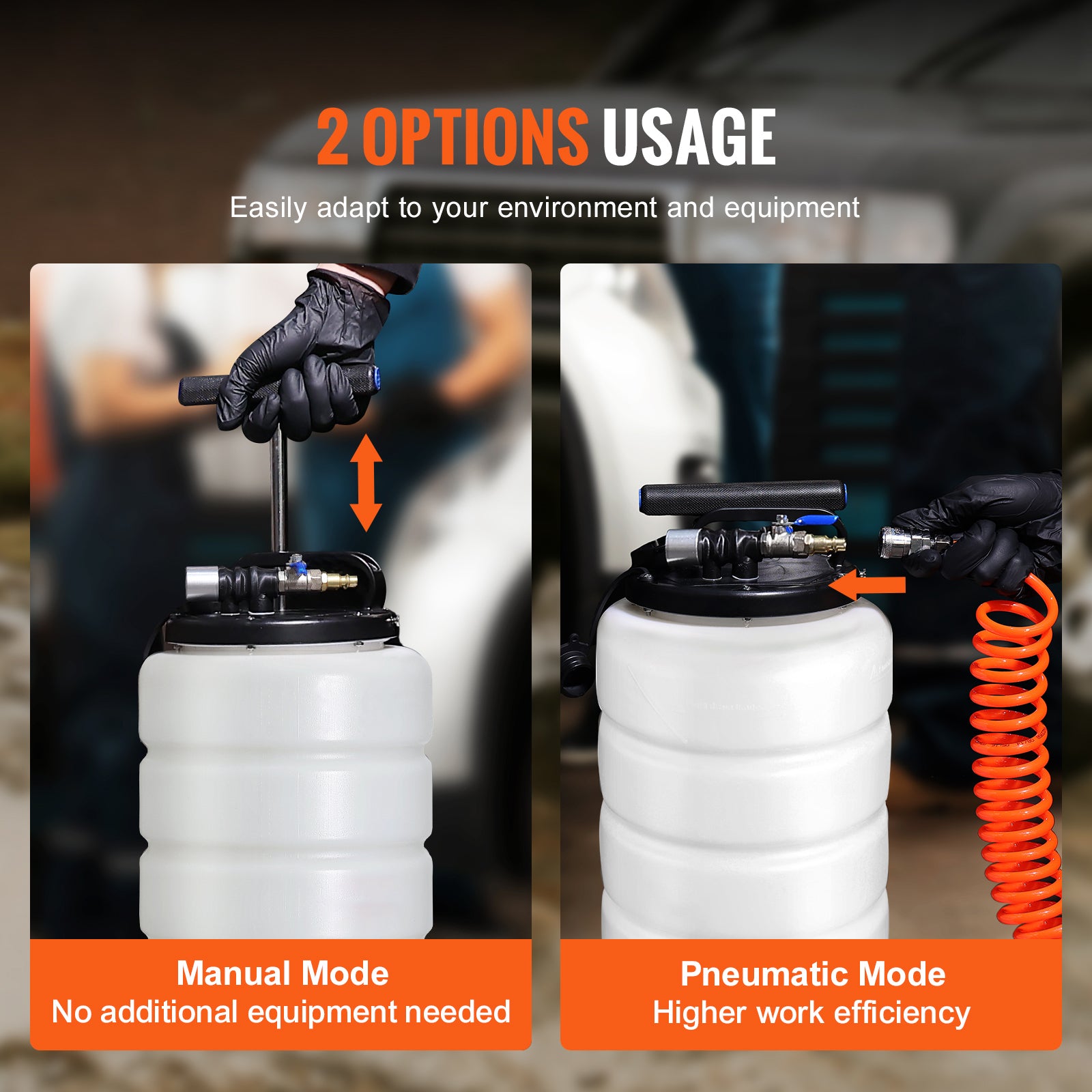 Fluid Extractor, 4 Gallons (15 Liters), Pneumatic/Manual Oil Changer Vacuum Fluid Extractor with Dipstick and Suction Hose, Oil Extractor Change Pump for Automotive Fluids Vacuum Evacuation